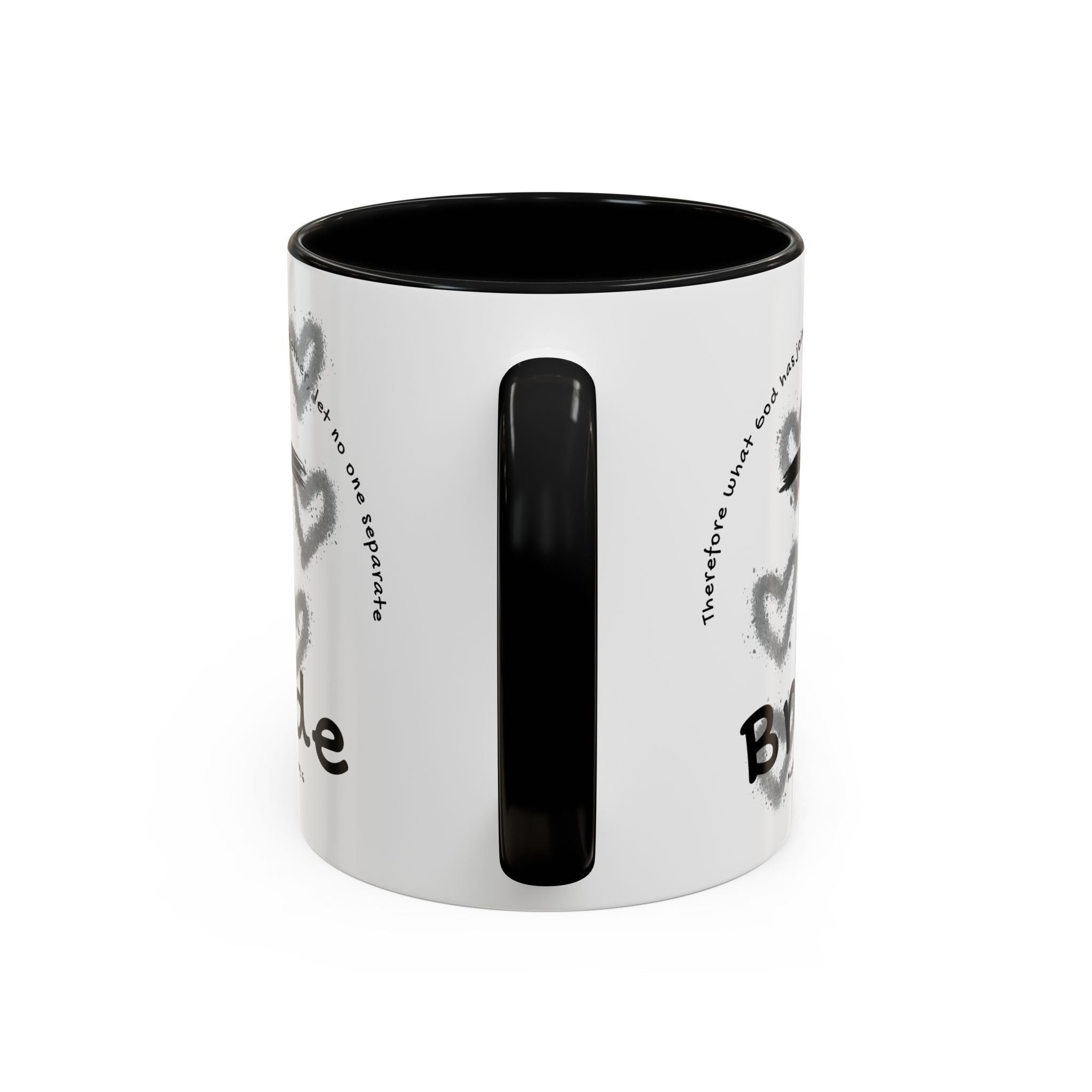 Bride Coffee Mug — Christian Cross & Hearts Accent Mug (Matthew 19:6)