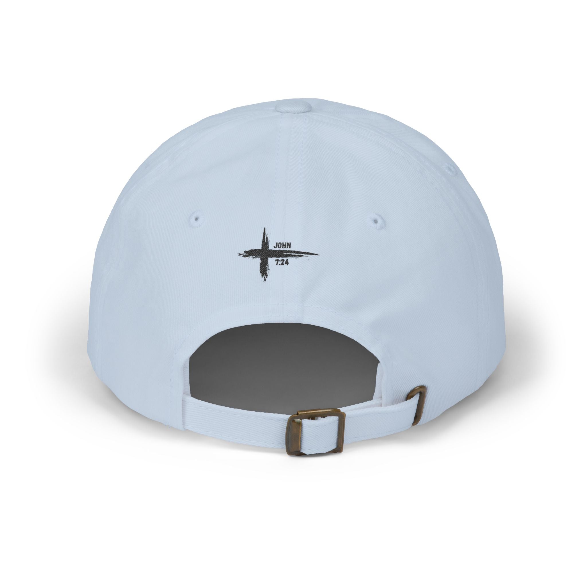 Embroidered Christian & Tattooed Dad Cap — Faith-Based Baseball Hat with John 7:24 Message