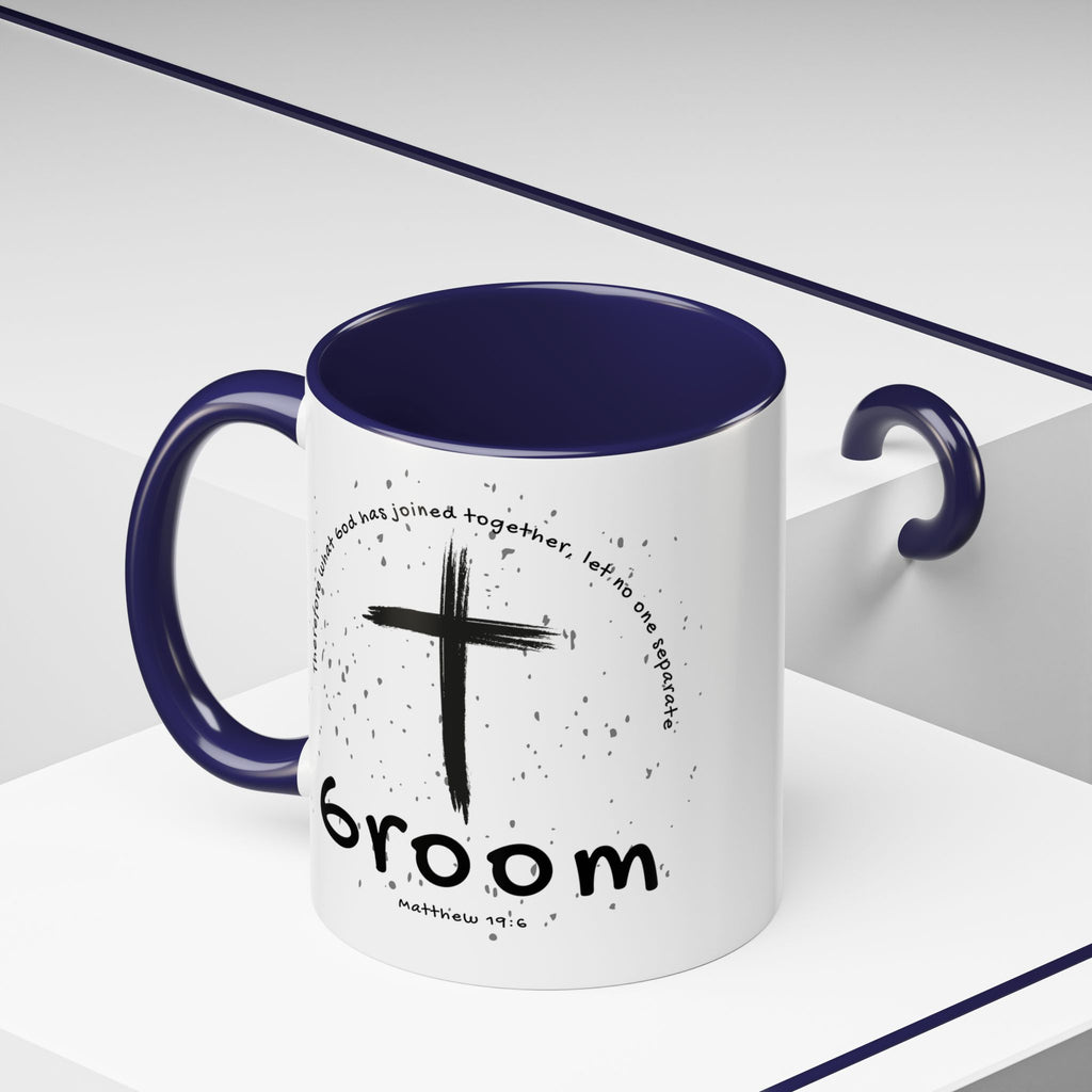 Groom Faith Coffee Mug – Cross & Matthew 19:6 Wedding Gift