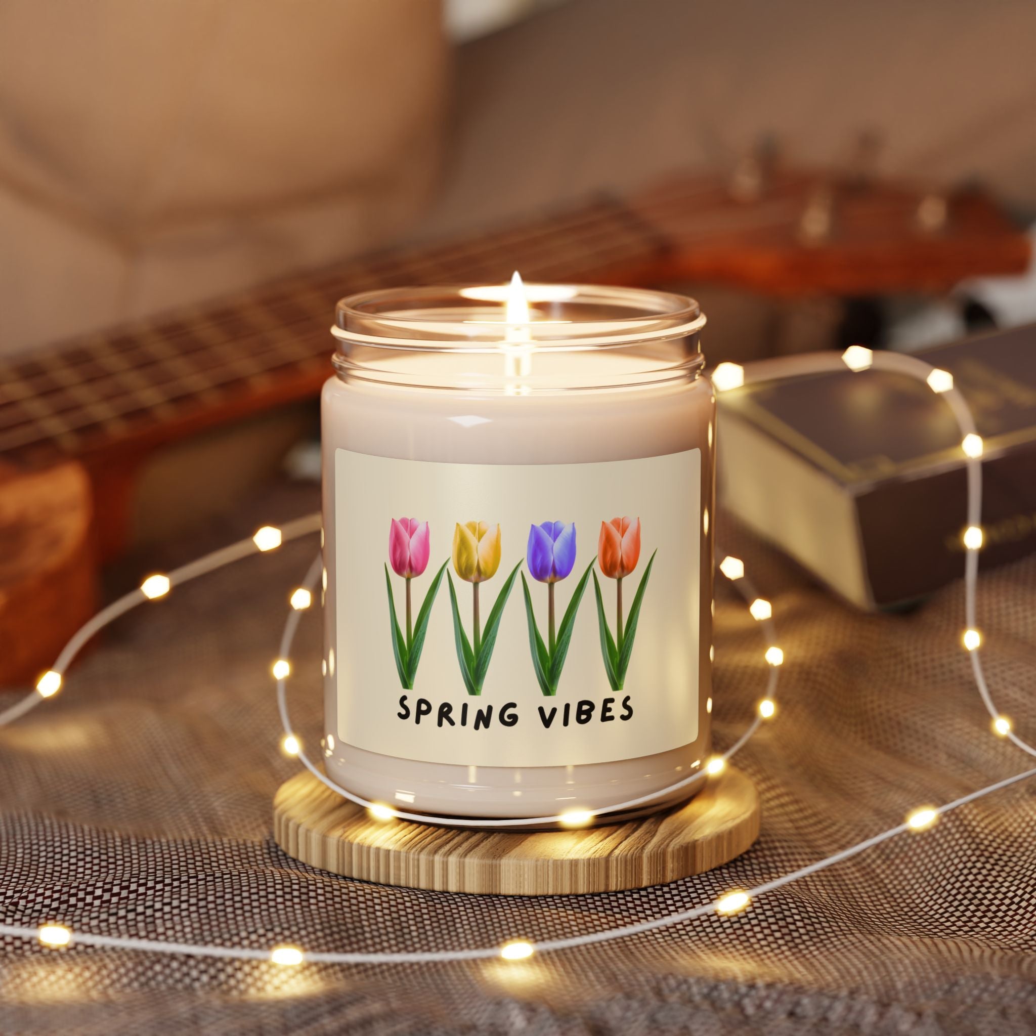 Spring Vibes Soy Candle – 9oz Scented Jar (Tulip Floral Fragrance)