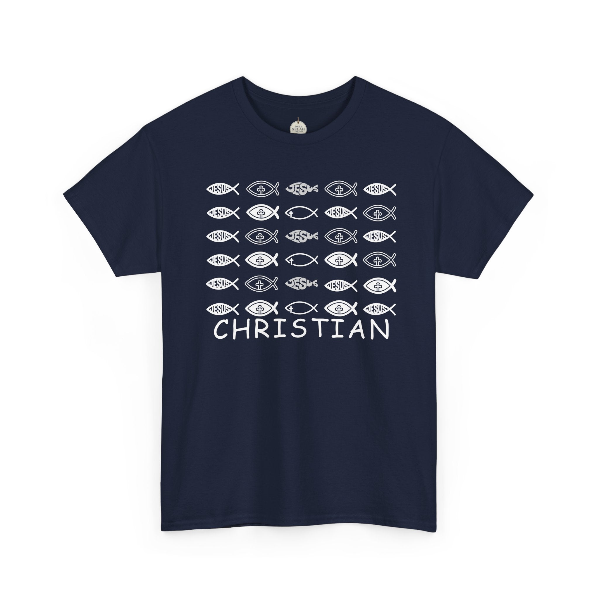 Christian Fish Pattern T‑Shirt — Ichthys Faith Tee - JESUS FISH