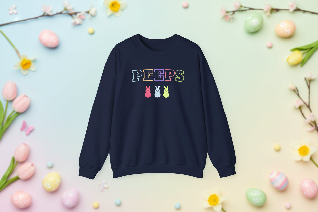 Peeps Easter Crewneck Sweatshirt — Pastel Bunny Candy Graphic