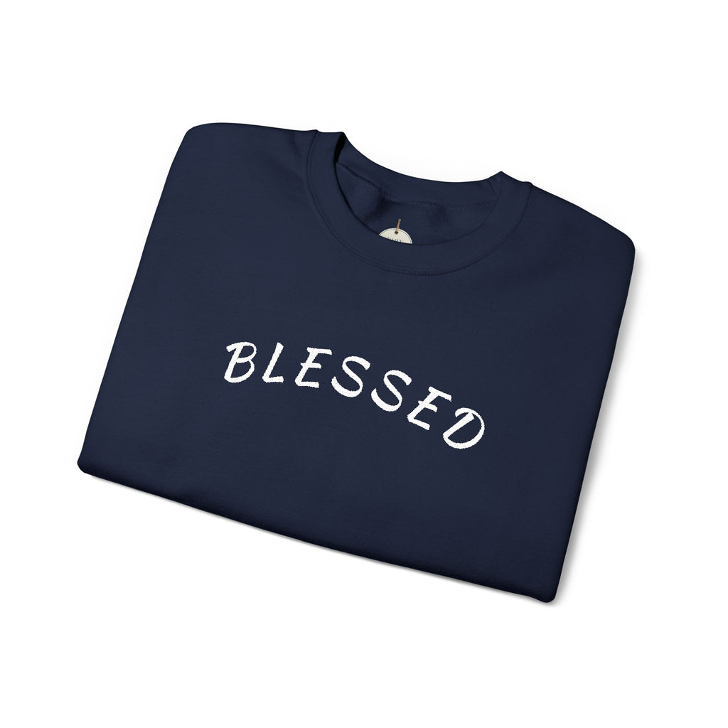Embroidered Blessed Crewneck Sweatshirt — Minimal Faith-Inspired Pullover