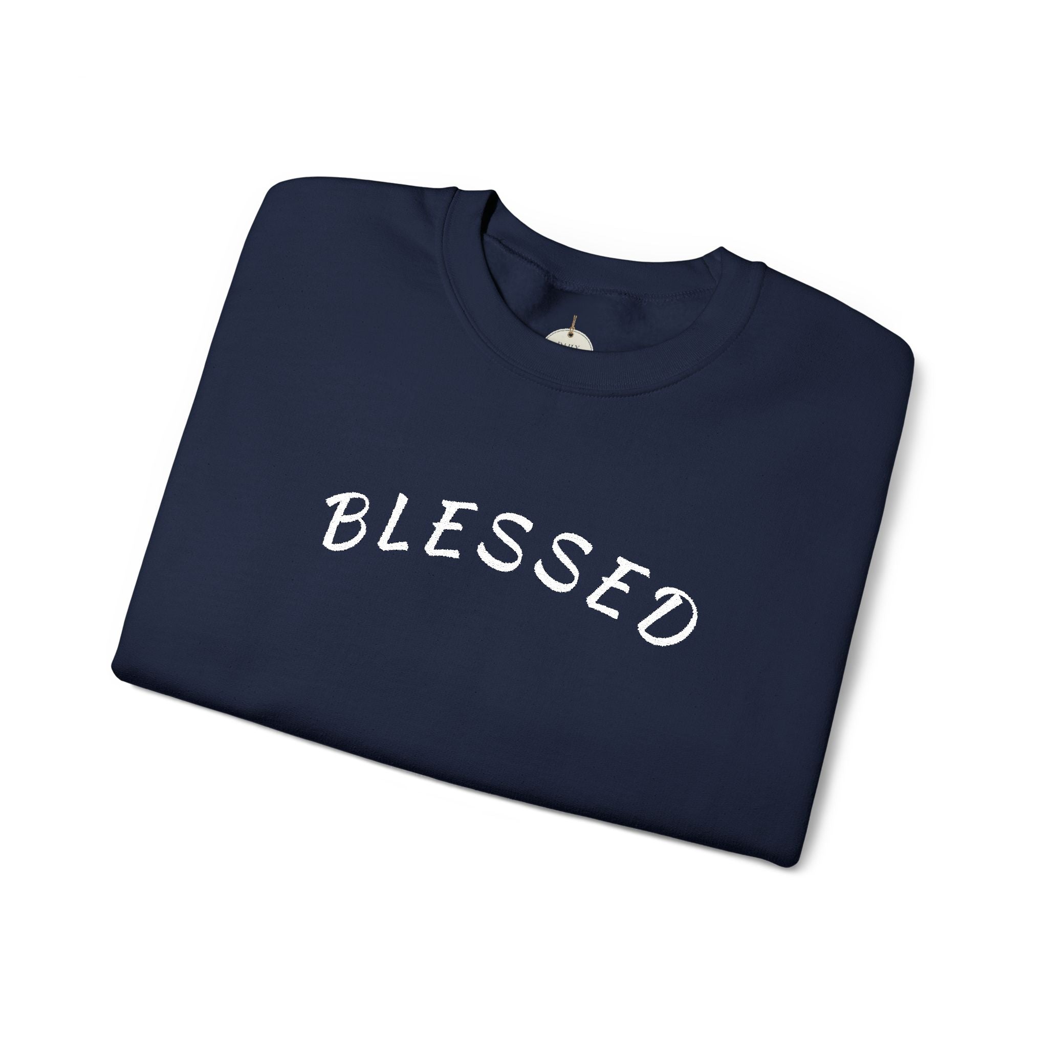 Embroidered Blessed Crewneck Sweatshirt — Minimal Faith-Inspired Pullover
