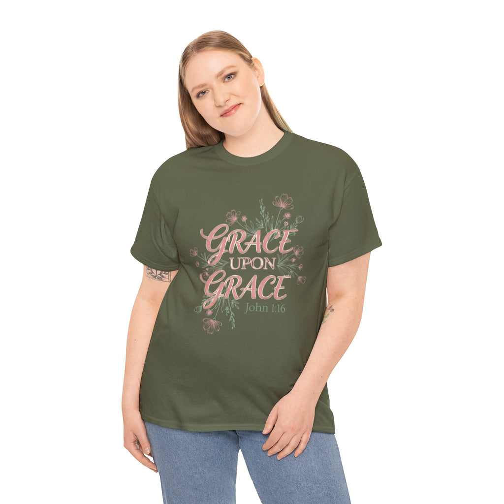 Grace Upon Grace Tee — John 1:16 Floral Christian T-Shirt