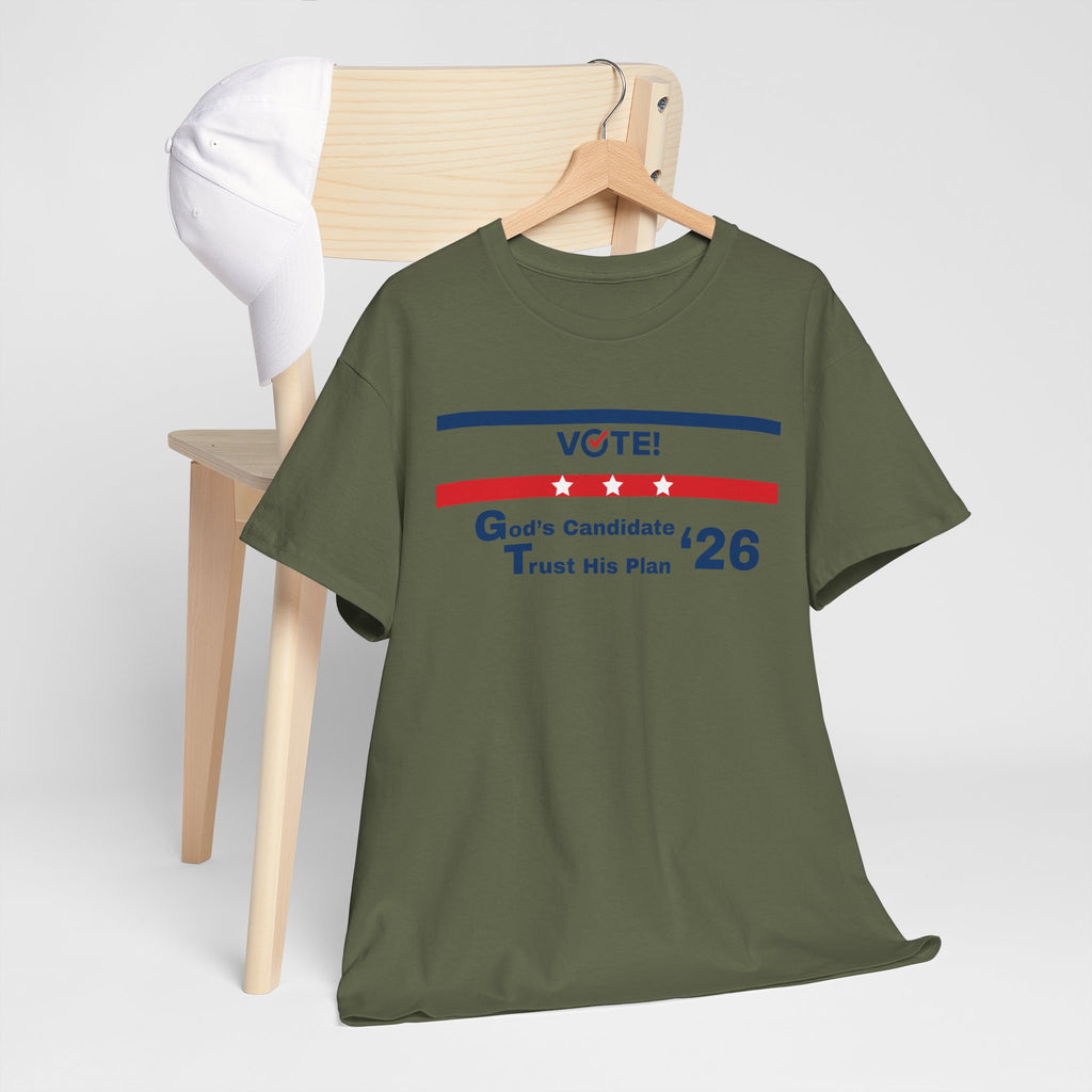 Vote! Gods Candidate Trust His Plan T-Shirt  - Election 2026 Faith Shirt, Christian Political Shirt