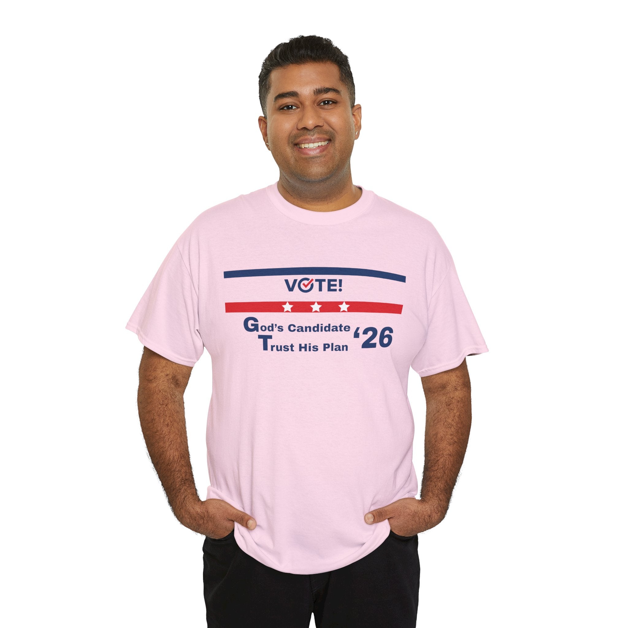 Political Vote '26 T‑Shirt — "God's Candidate Trust His Plan" Patriotic Tee