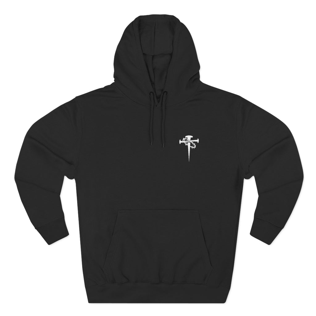 Embroidered Cross & Dagger with Thorn of Crowns — Minimal Christian Chest Graphic Logo Fleece Pullover
