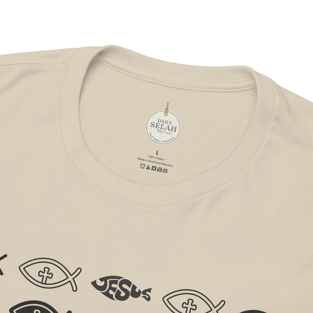 Christian Fish Pattern T‑Shirt — Ichthys Faith Tee - JESUS FISH