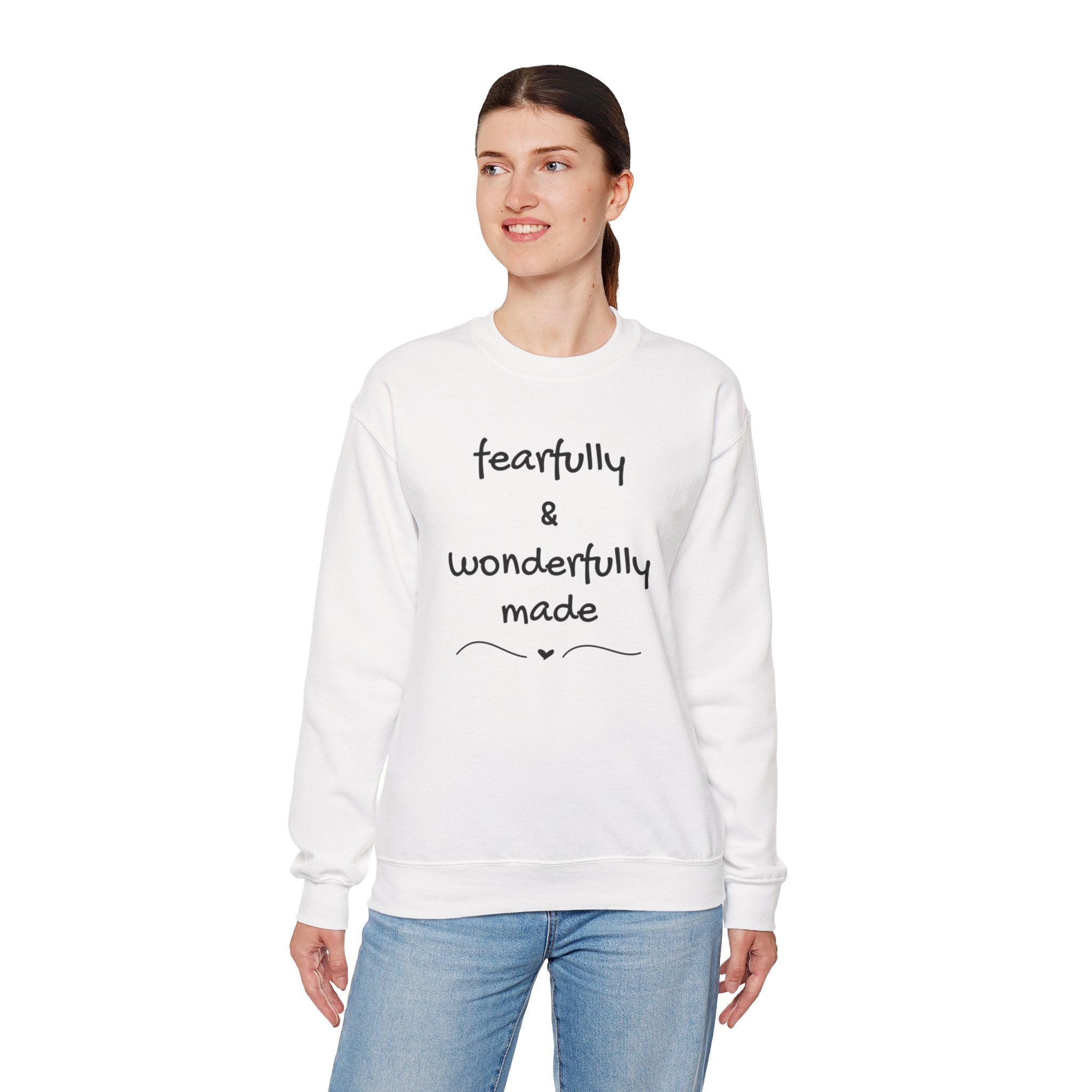 Faith-Based Crewneck Sweatshirt — "Fearfully & Wonderfully Made" Inspirational Pullover