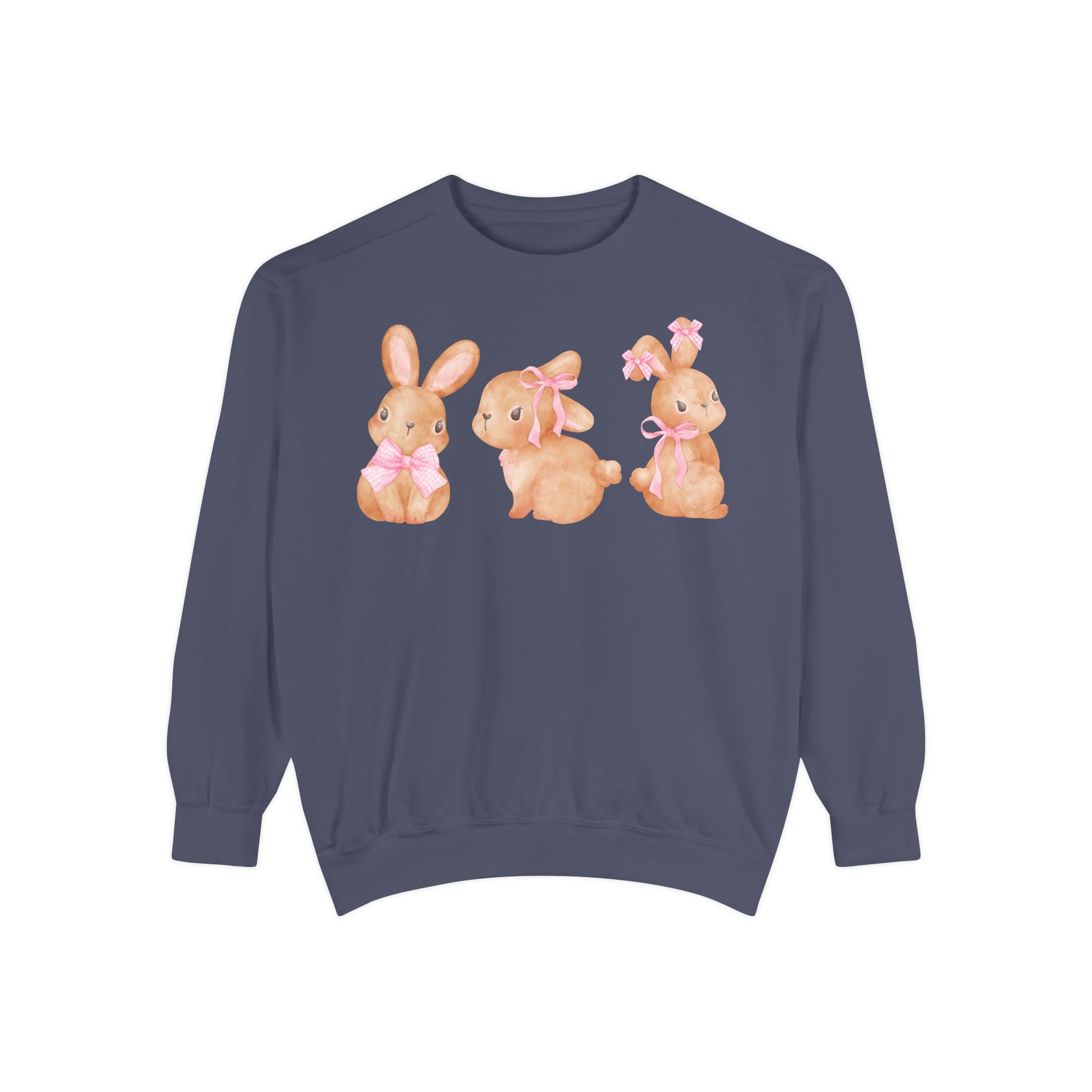 Comfort Colors - Easter Bunny Trio Sweatshirt — Cute Pastel Rabbit Graphic Pullover
