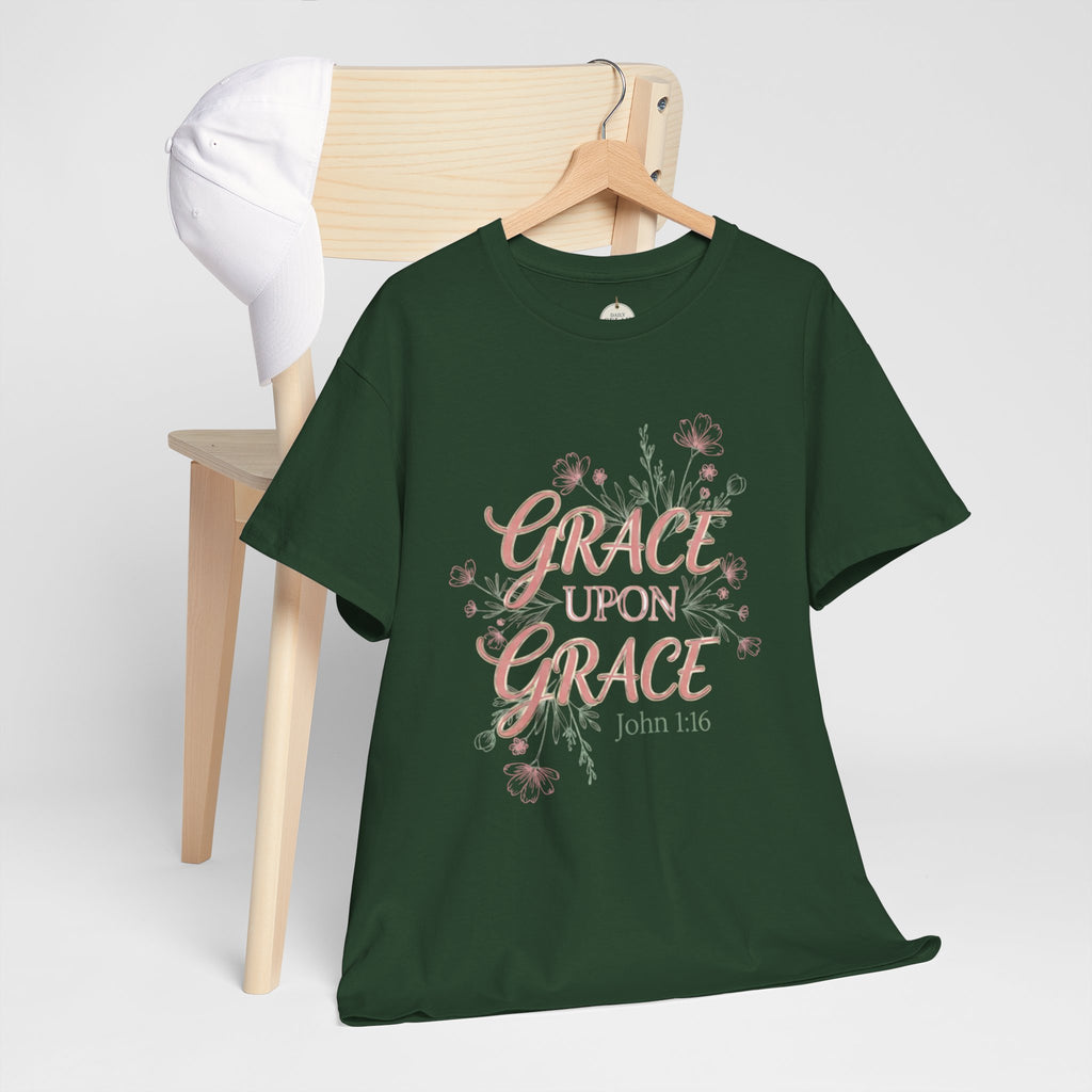 Grace Upon Grace Tee — John 1:16 Floral Christian T-Shirt