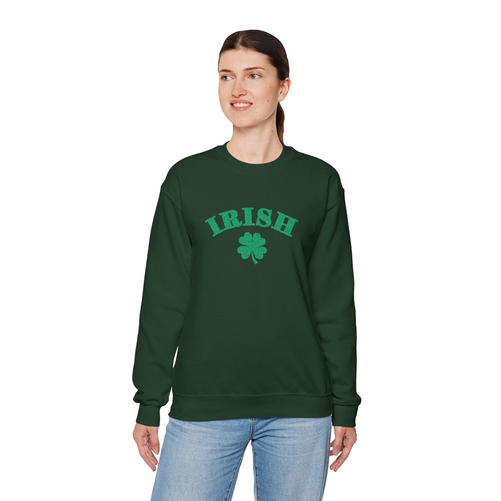 Embroidered Irish with Shamrock Crewneck Sweatshirt - Wrist Shamrock