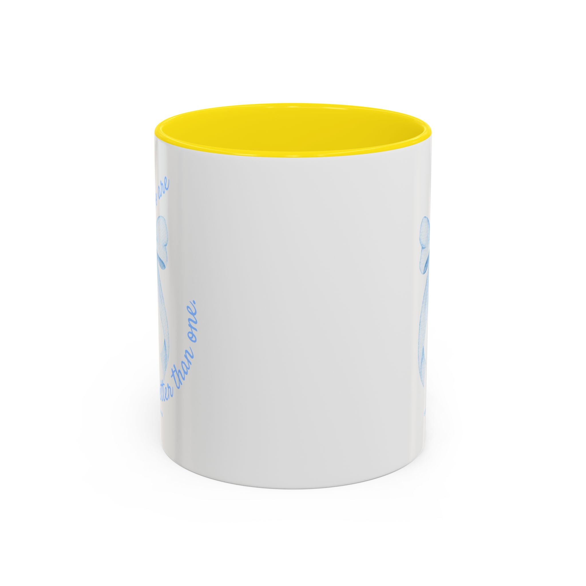 Accent Coffee Mug - "Two are better than one" Blue Ribbon Ceramic Mug Christian Wedding