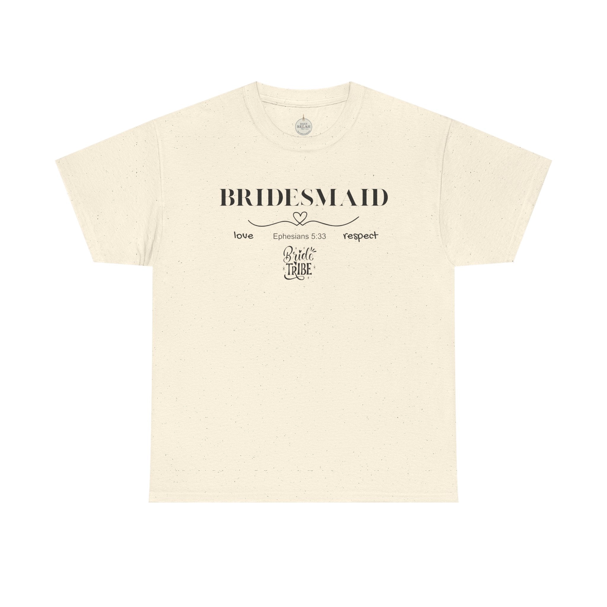 Bridesmaid T-Shirt — Elegant Script Bridal Party Tee (‘Bridesmaid’ with Heart) - Christian