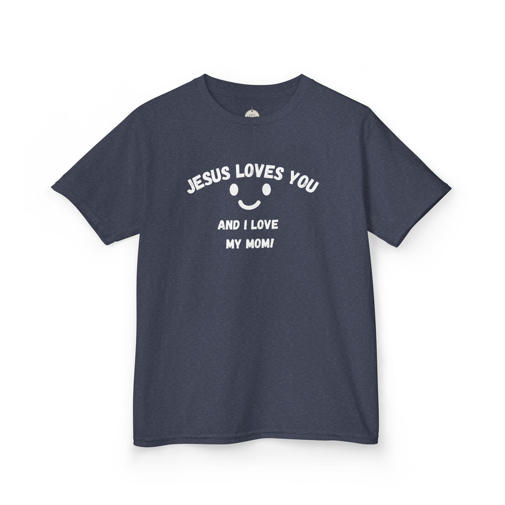 Kids T-Shirt — "Jesus Loves You" Smiley Flower Christian Tee