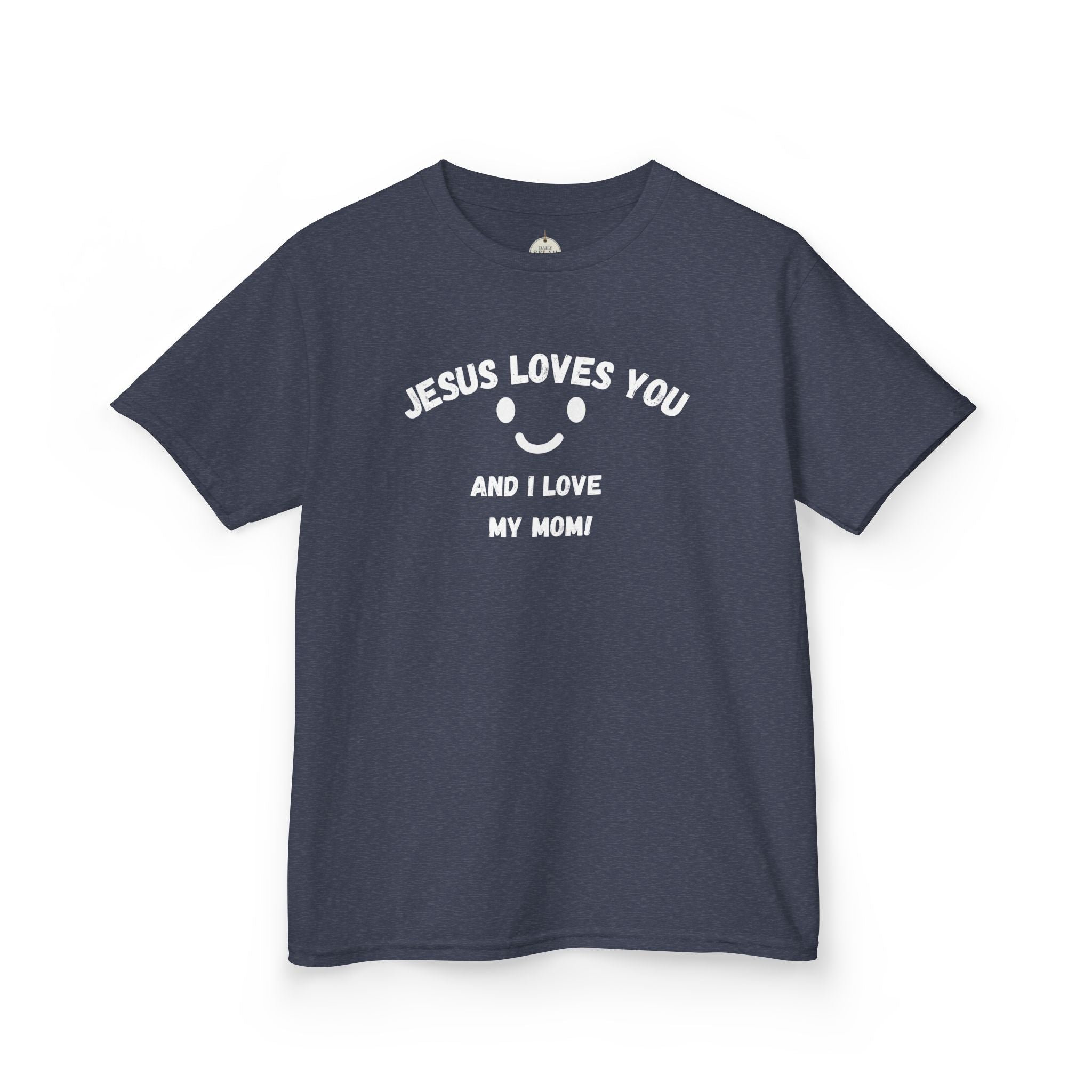 Kids T-Shirt — "Jesus Loves You" Smiley Flower Christian Tee