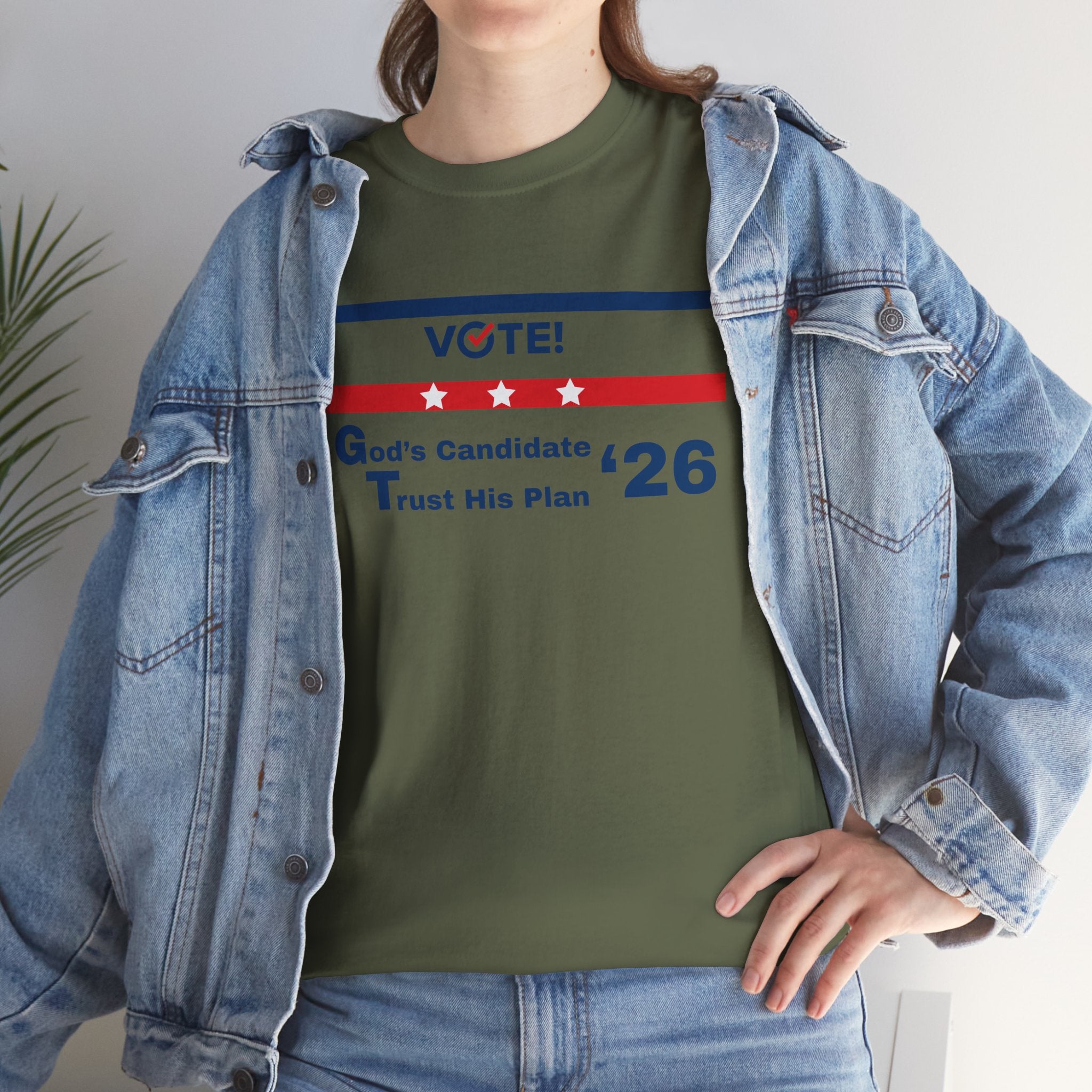 Political Vote '26 T‑Shirt — "God's Candidate Trust His Plan" Patriotic Tee