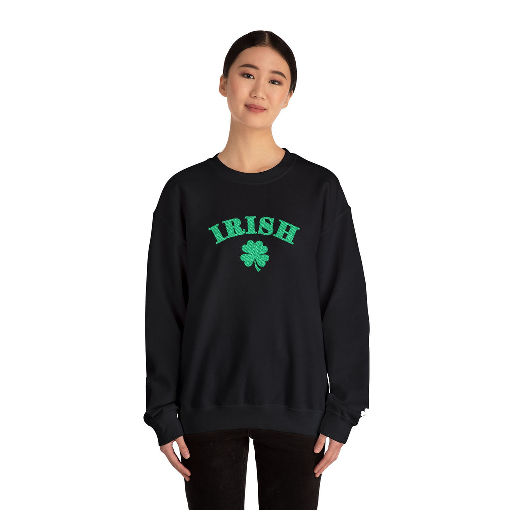 Embroidered Irish with Shamrock Crewneck Sweatshirt - Wrist Shamrock
