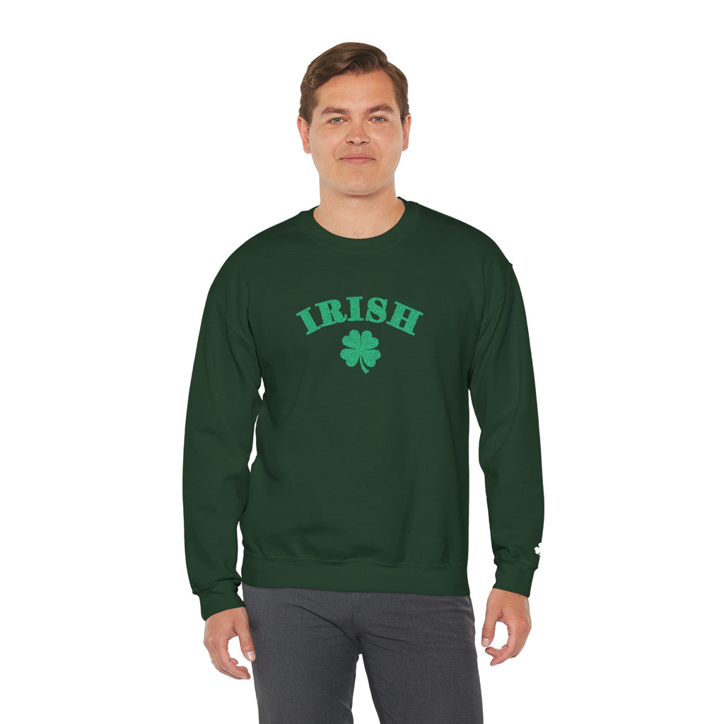 Embroidered Irish with Shamrock Crewneck Sweatshirt - Wrist Shamrock