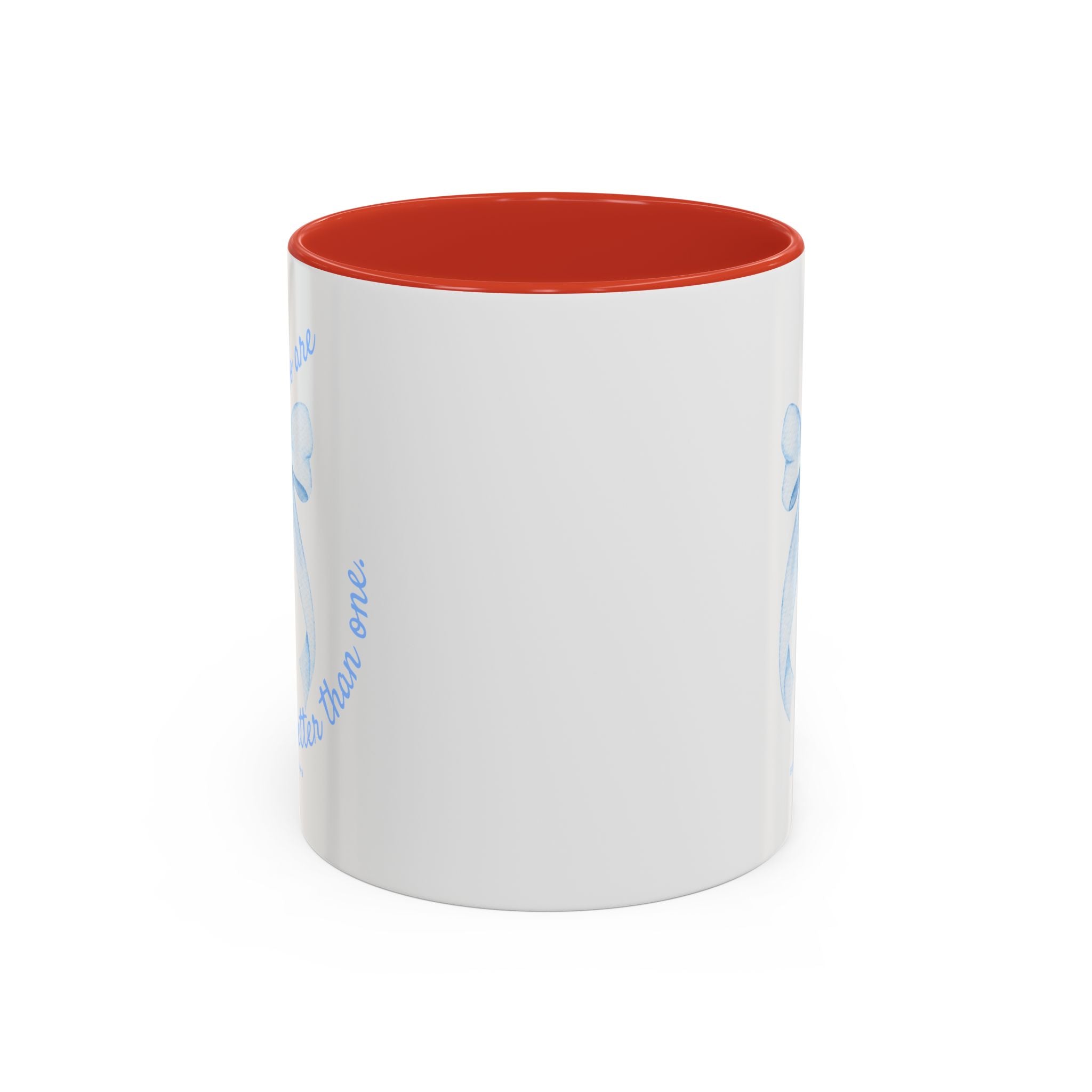 Accent Coffee Mug - "Two are better than one" Blue Ribbon Ceramic Mug Christian Wedding