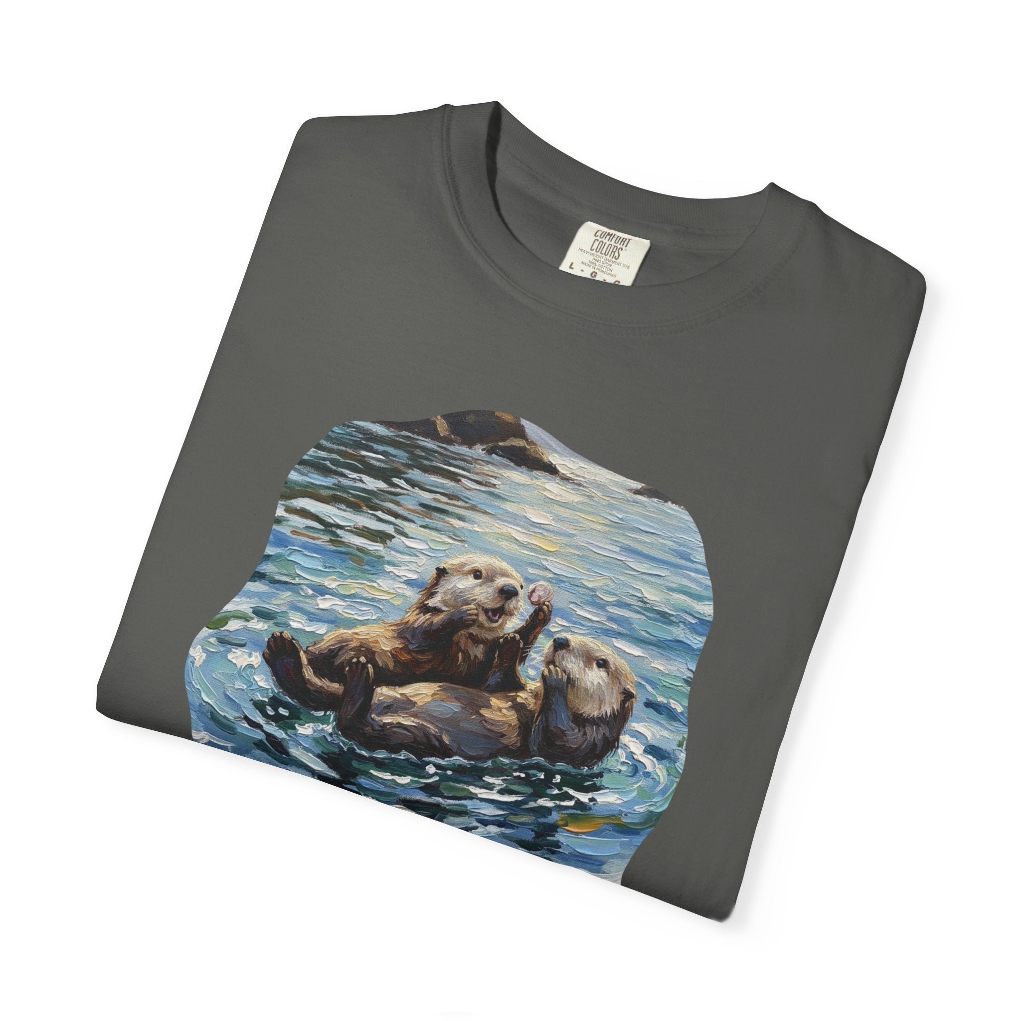 Otter Floating Art T-Shirt — Cute Sea Otter Graphic Tee