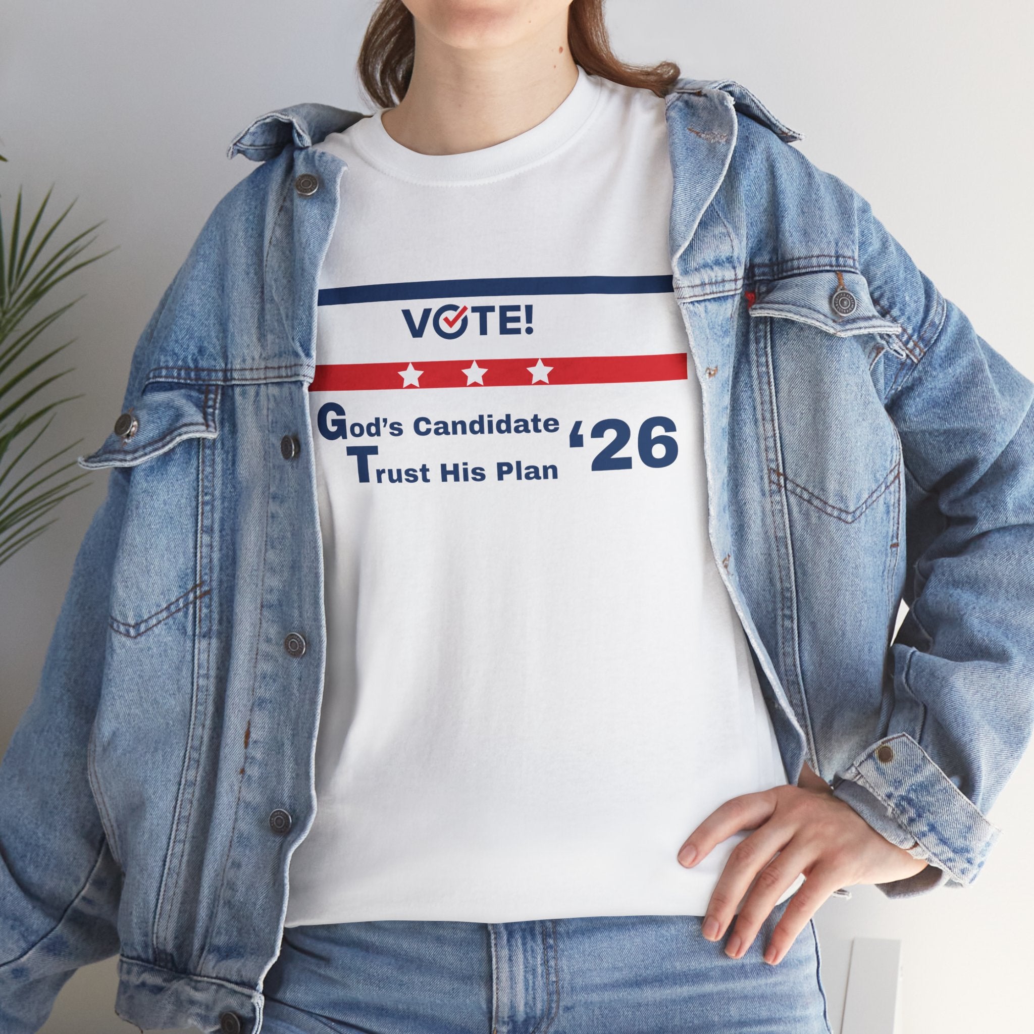 Political Vote '26 T‑Shirt — "God's Candidate Trust His Plan" Patriotic Tee