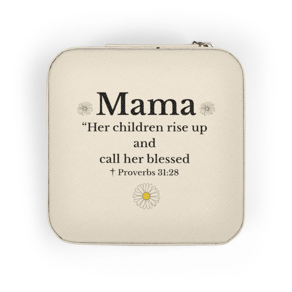 Travel Jewelry Case — "Mama" Floral Compact Organizer (Bible Verse Gift)