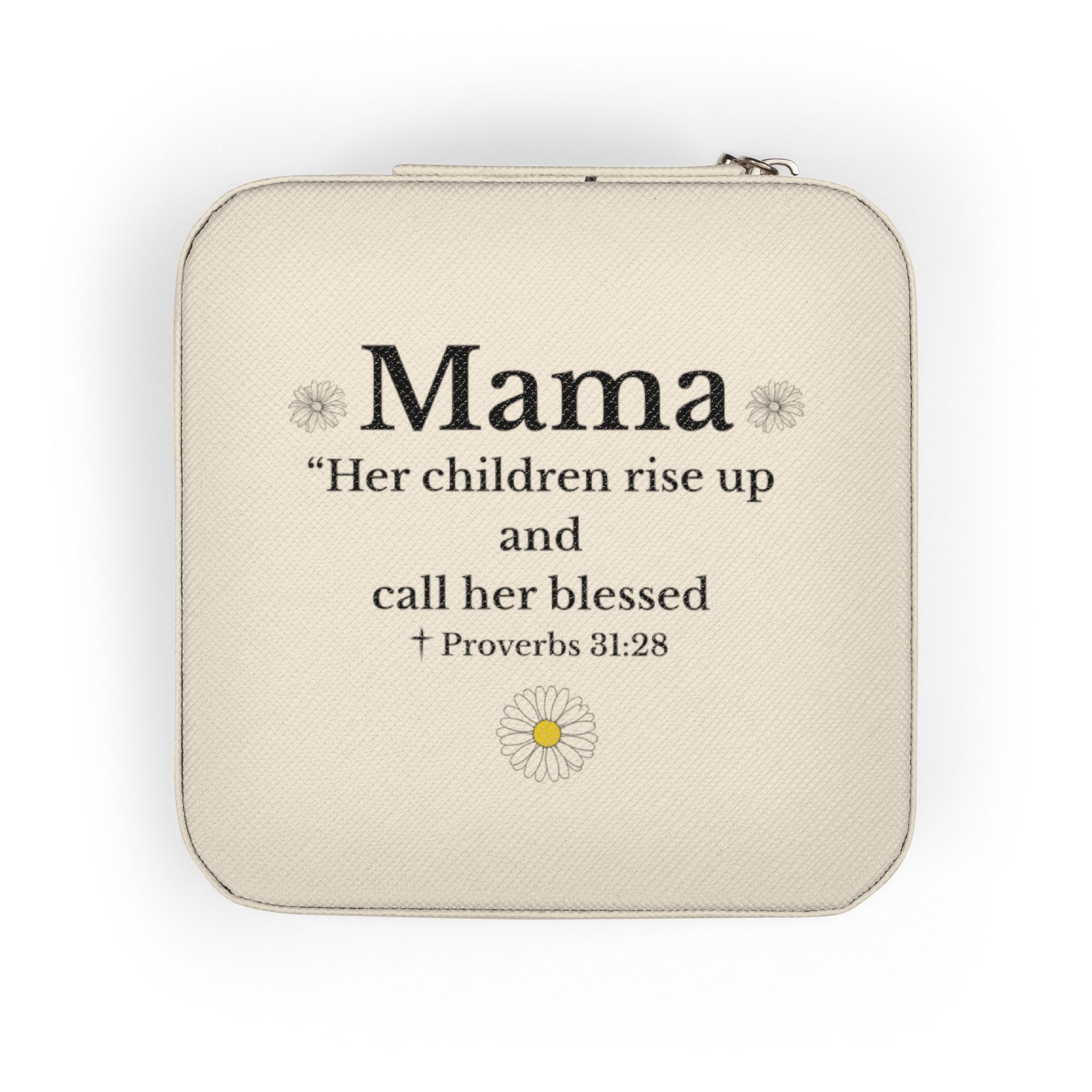 Travel Jewelry Case — "Mama" Floral Compact Organizer (Bible Verse Gift)