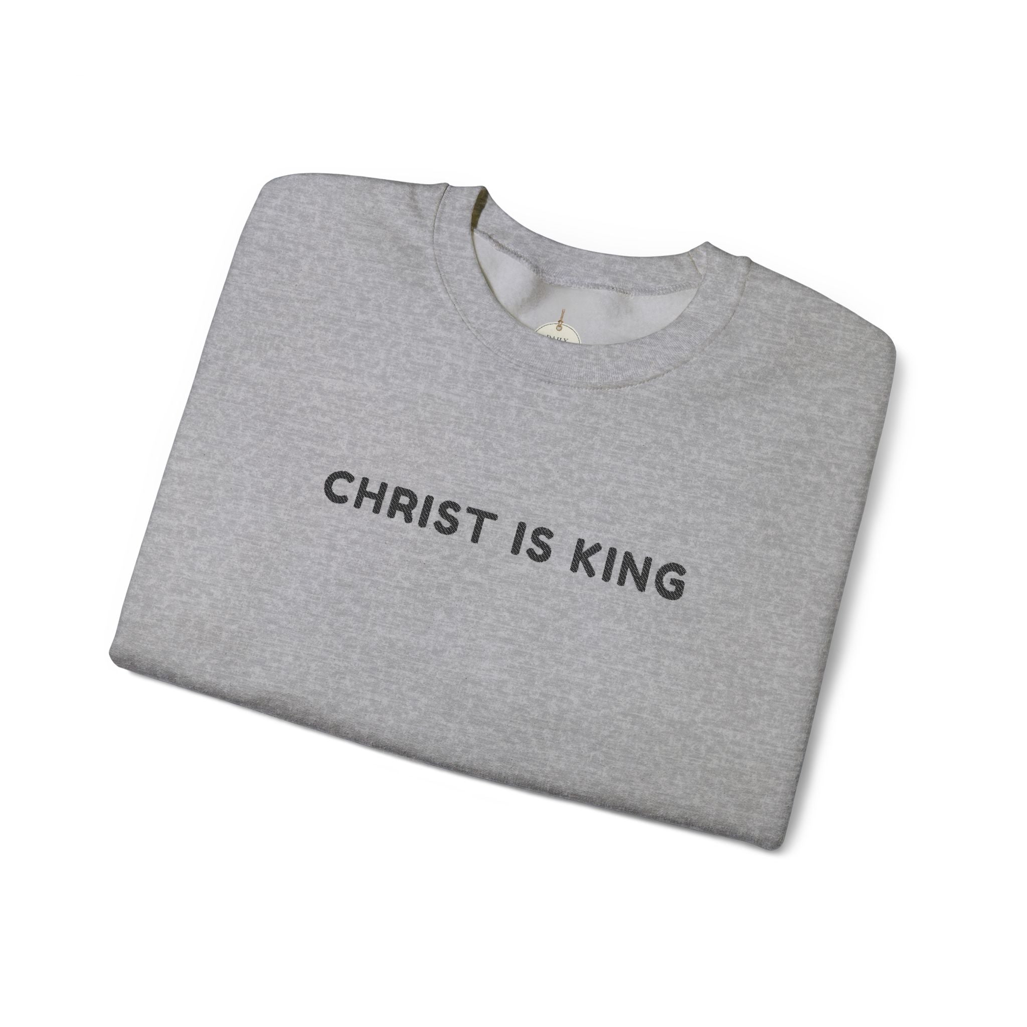 Embroidered text Christian Crewneck Sweatshirt — "Christ Is King" Minimalist Faith PulloverCross on each Wrist