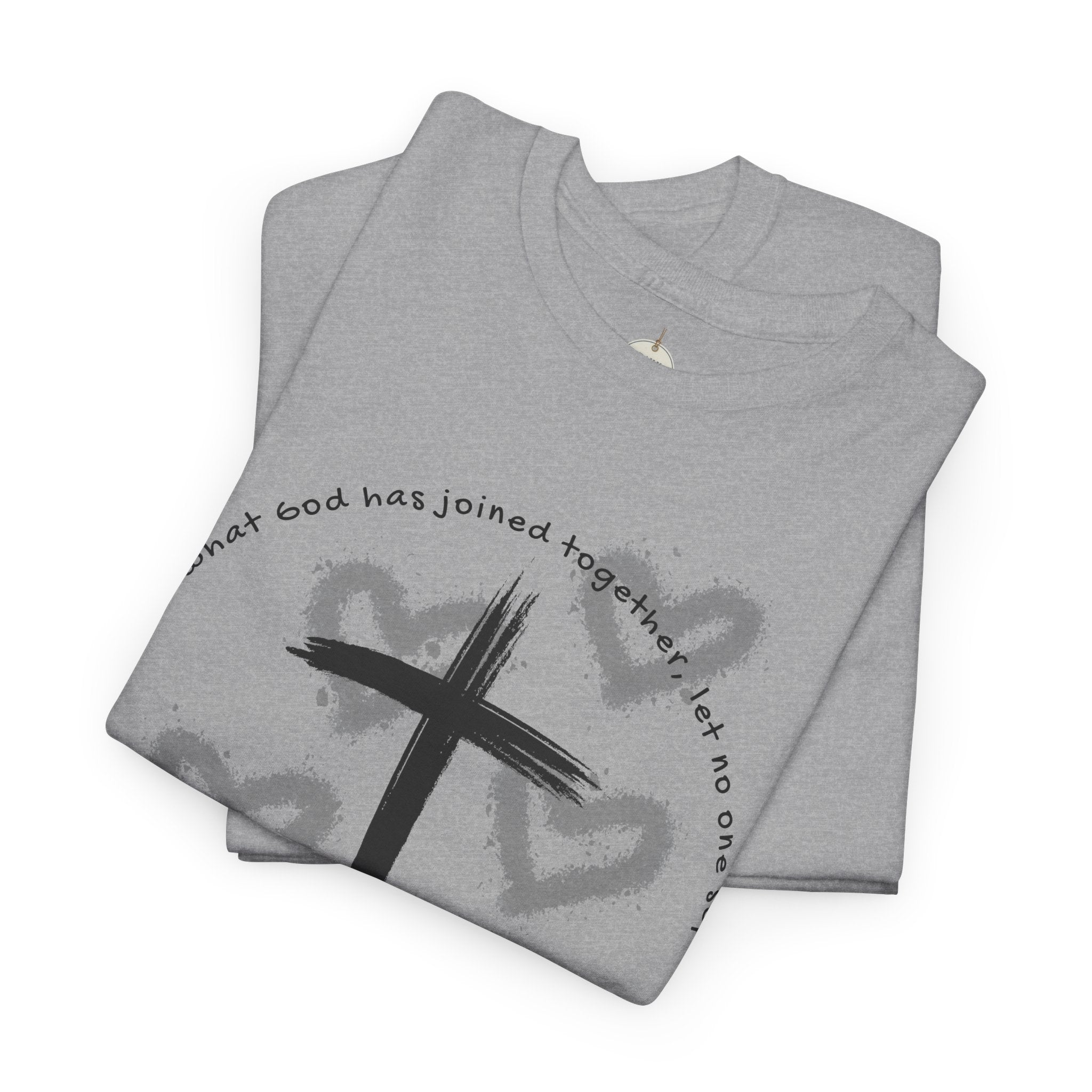 Bride T-Shirt — Christian Cross & Hearts Bridal Faith Tee - Christian - Matthew 19:6
