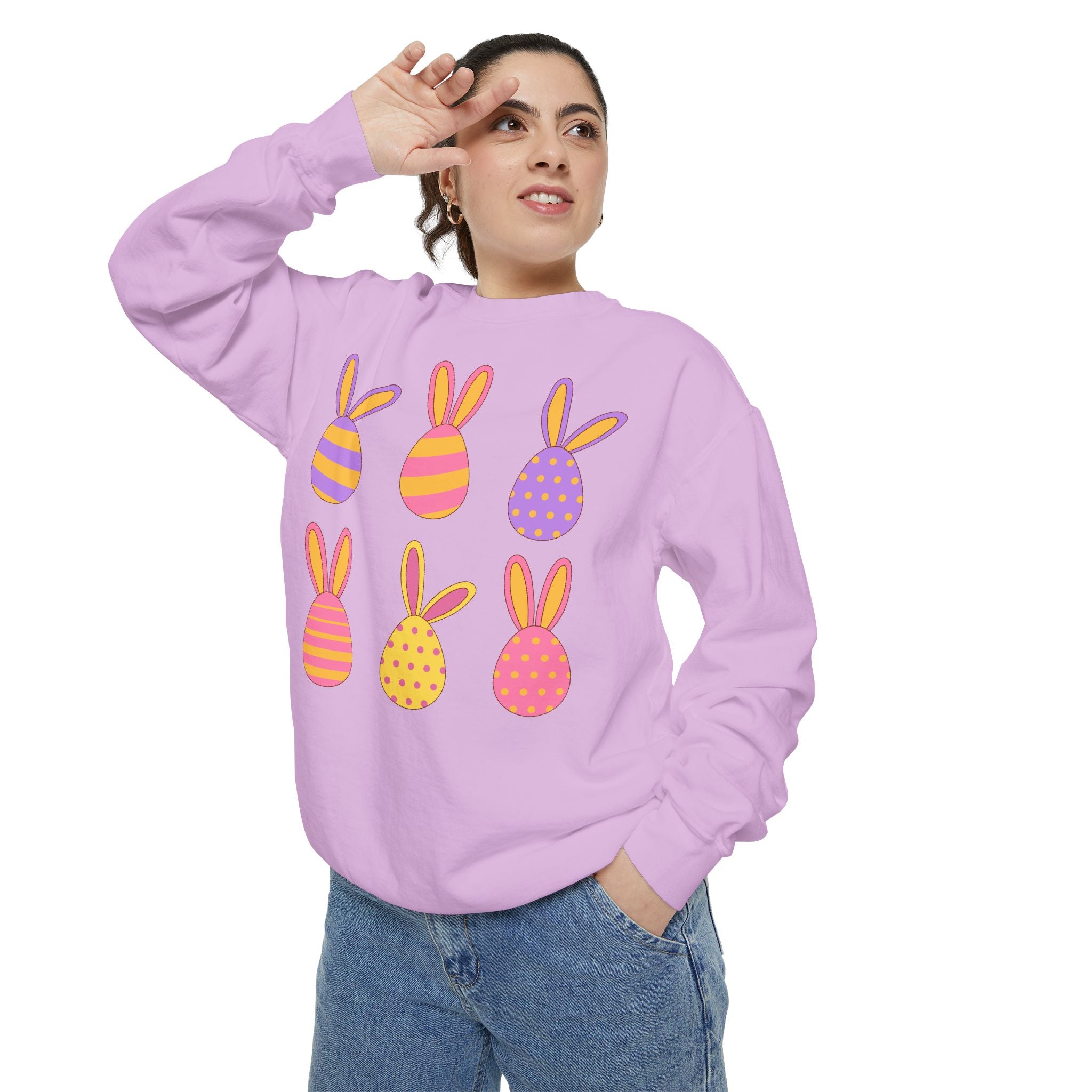 Easter Bunny Egg Sweatshirt — Pastel Bunny-Egg Graphic Pullover
