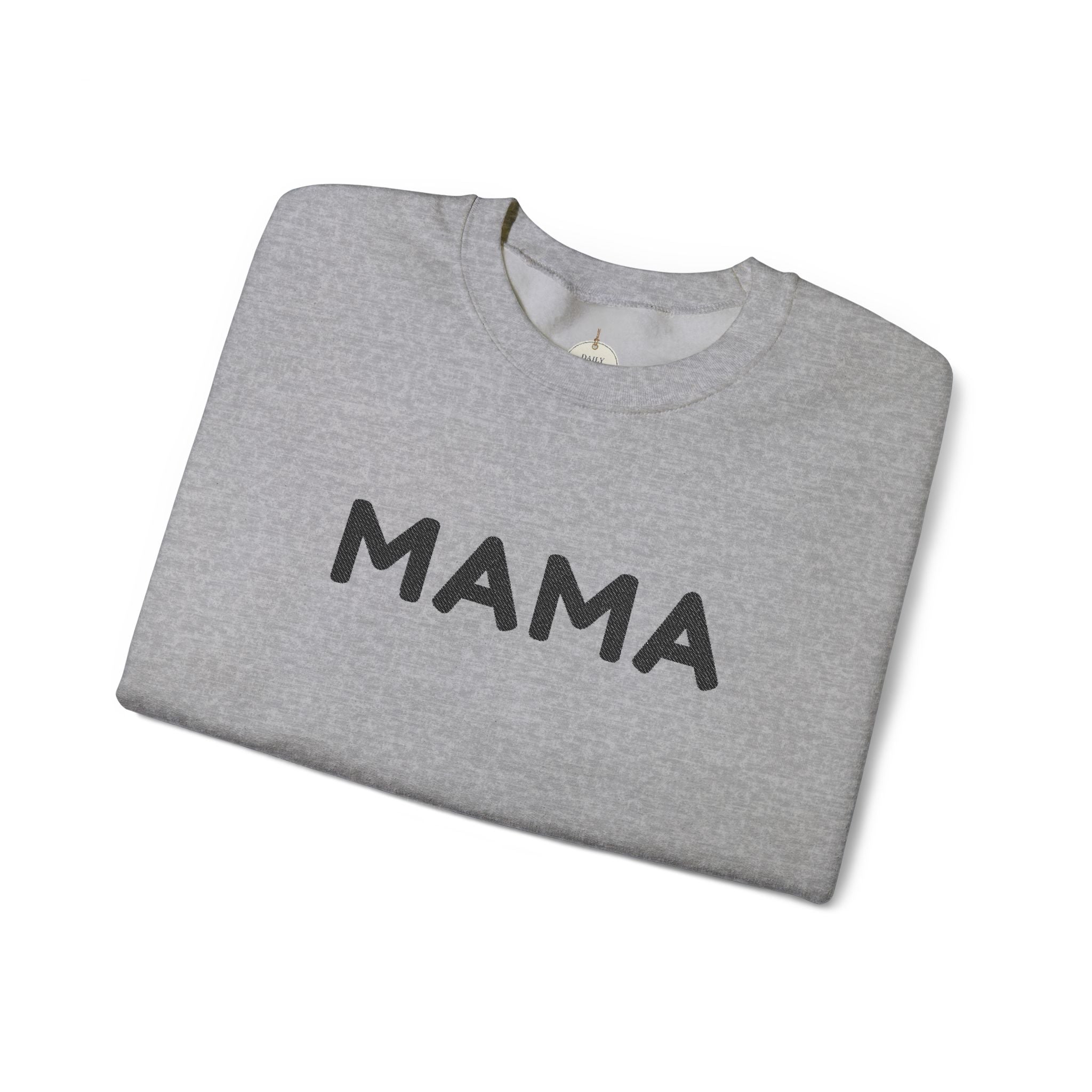 Embroidered - Personalized - Mama Crewneck Sweatshirt — Cozy Mother's Day Pullover with Heart Sleeve Detail