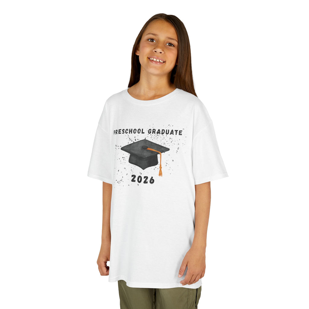 Preschool Graduate 2026 Kids T-Shirt — Graduation Cap Celebration Tee