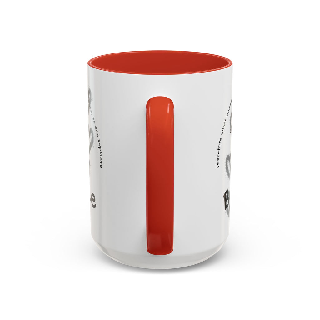 Bride Coffee Mug — Christian Cross & Hearts Accent Mug (Matthew 19:6)