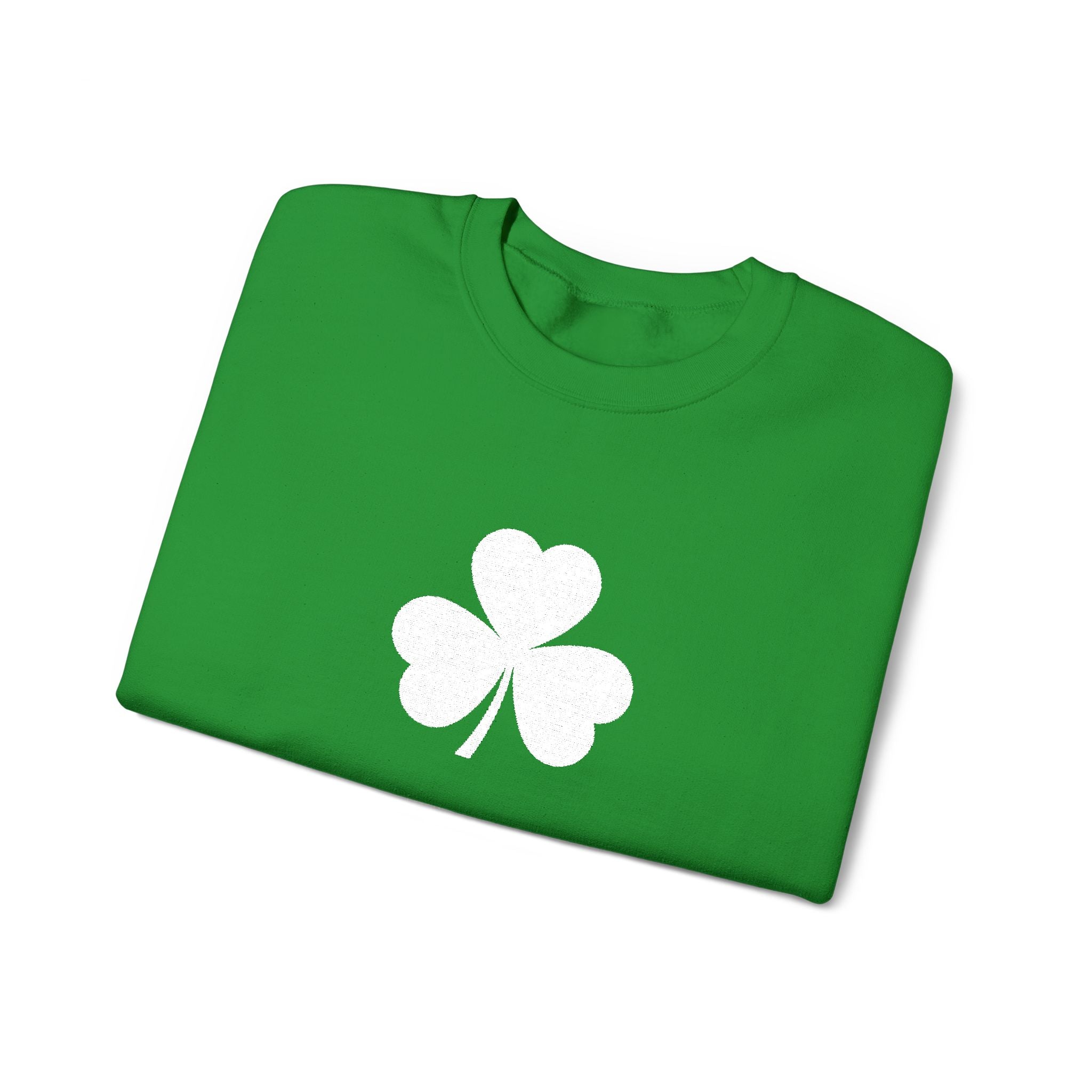Embroidered Shamrock Crewneck Sweatshirt — Simple White Clover St. Patrick’s Day Pullover