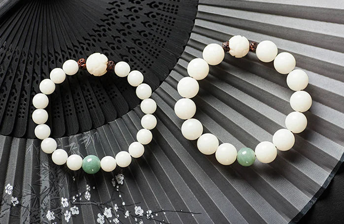 Natural White Jade Bodhi Bead Bracelet for Women