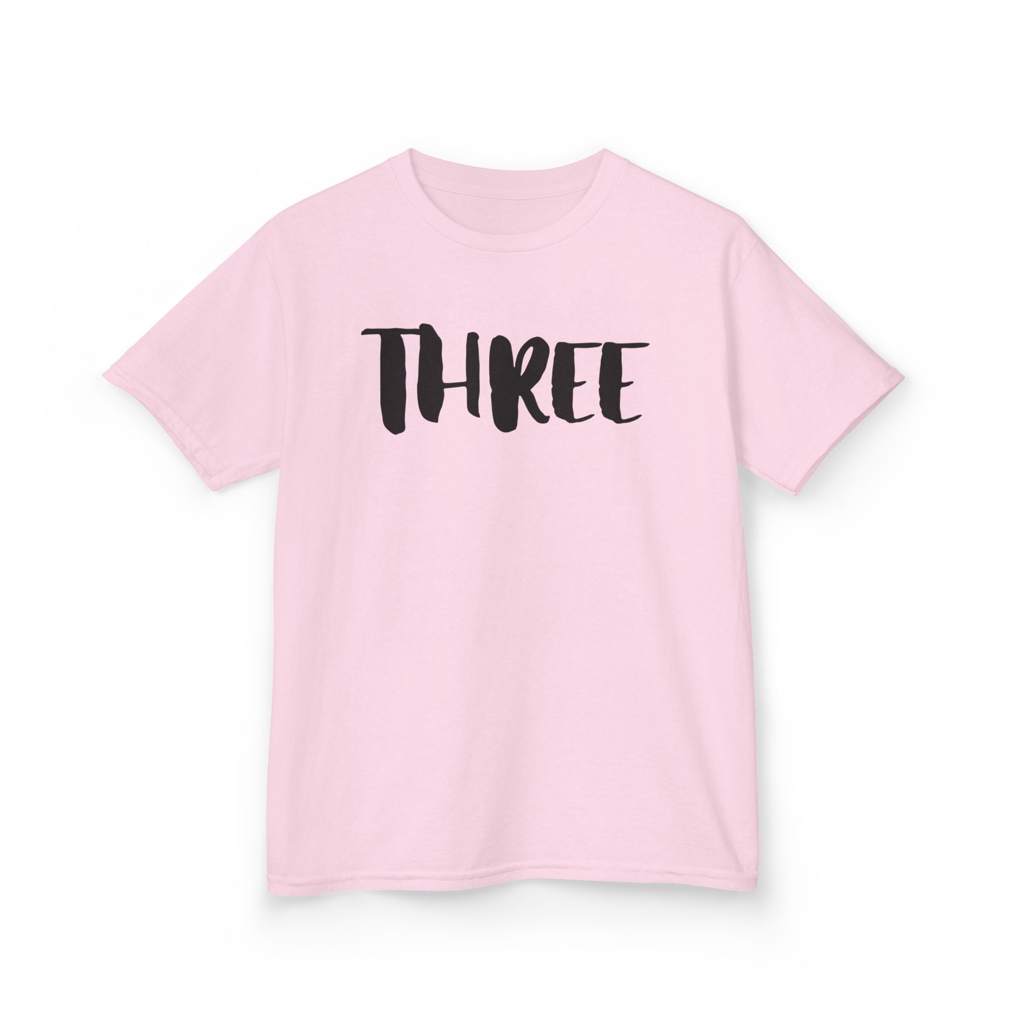 Kids Tee — "Three" Birthday Shirt, 3rd Birthday Toddler T‑Shirt