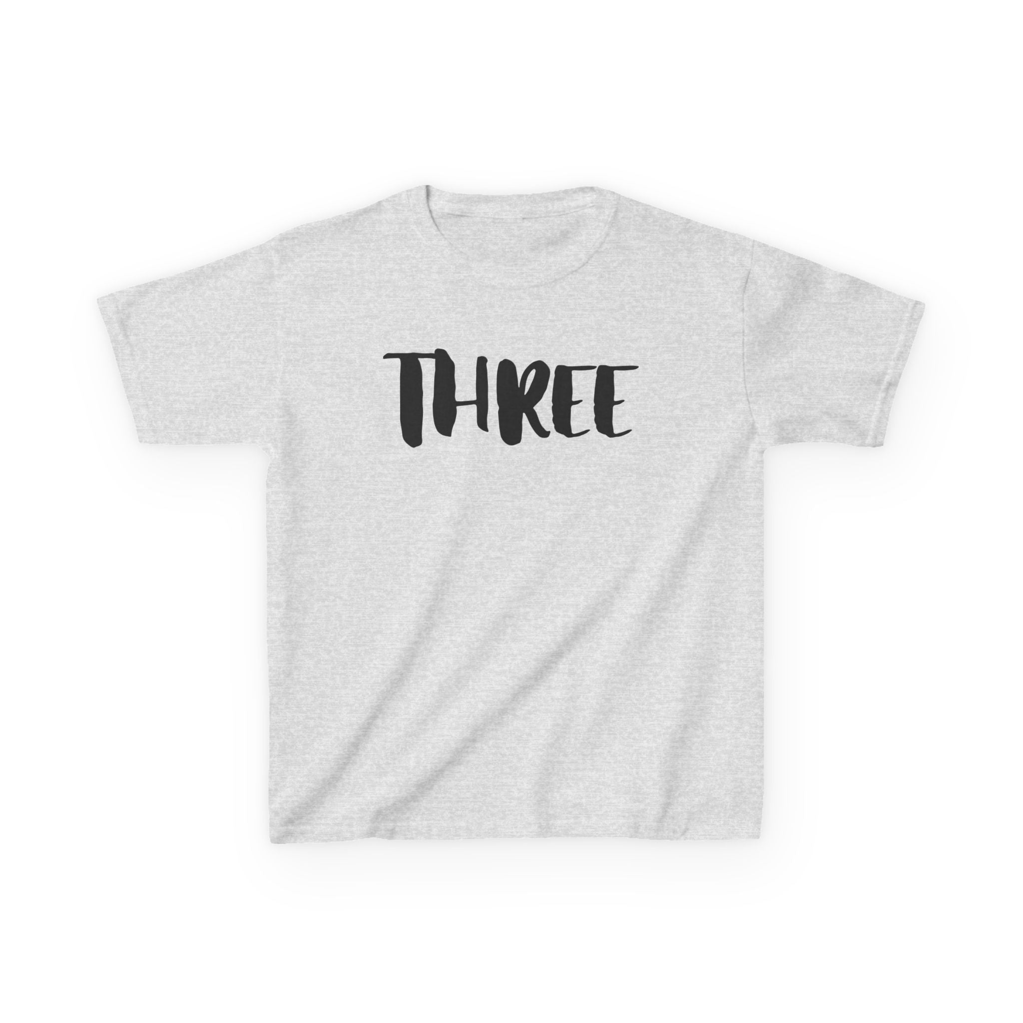 Kids Tee — "Three" Birthday Shirt, 3rd Birthday Toddler T‑Shirt