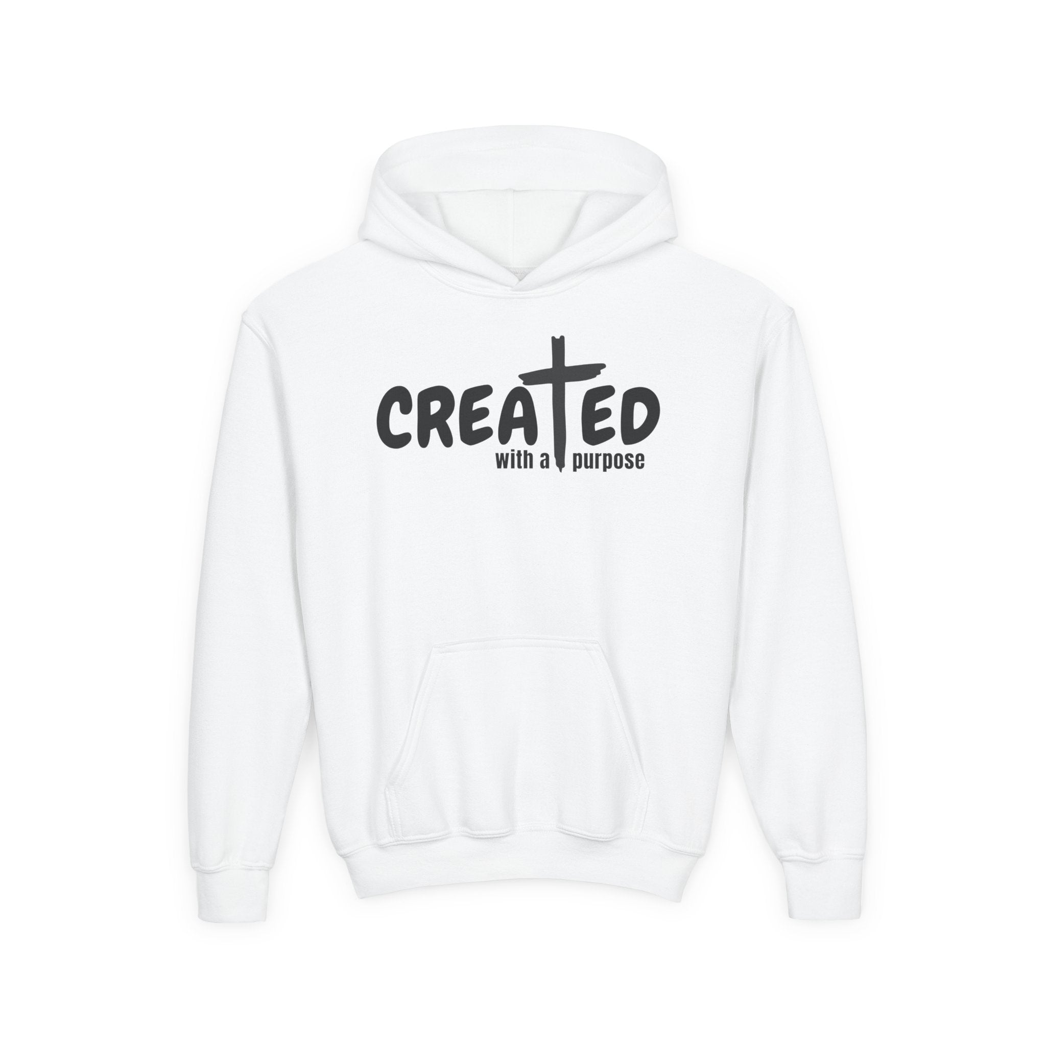 ‘Created With A Purpose’ Youth Hoodie — Christian Faith Kid’s Pullover