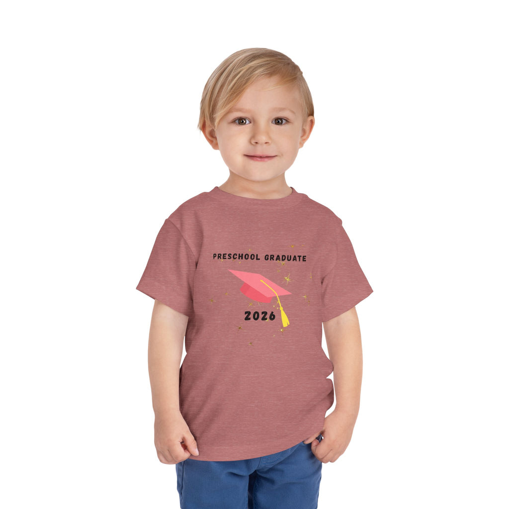 Preschool Graduate 2026 Toddler Tee — Pink Graduation Cap Shirt