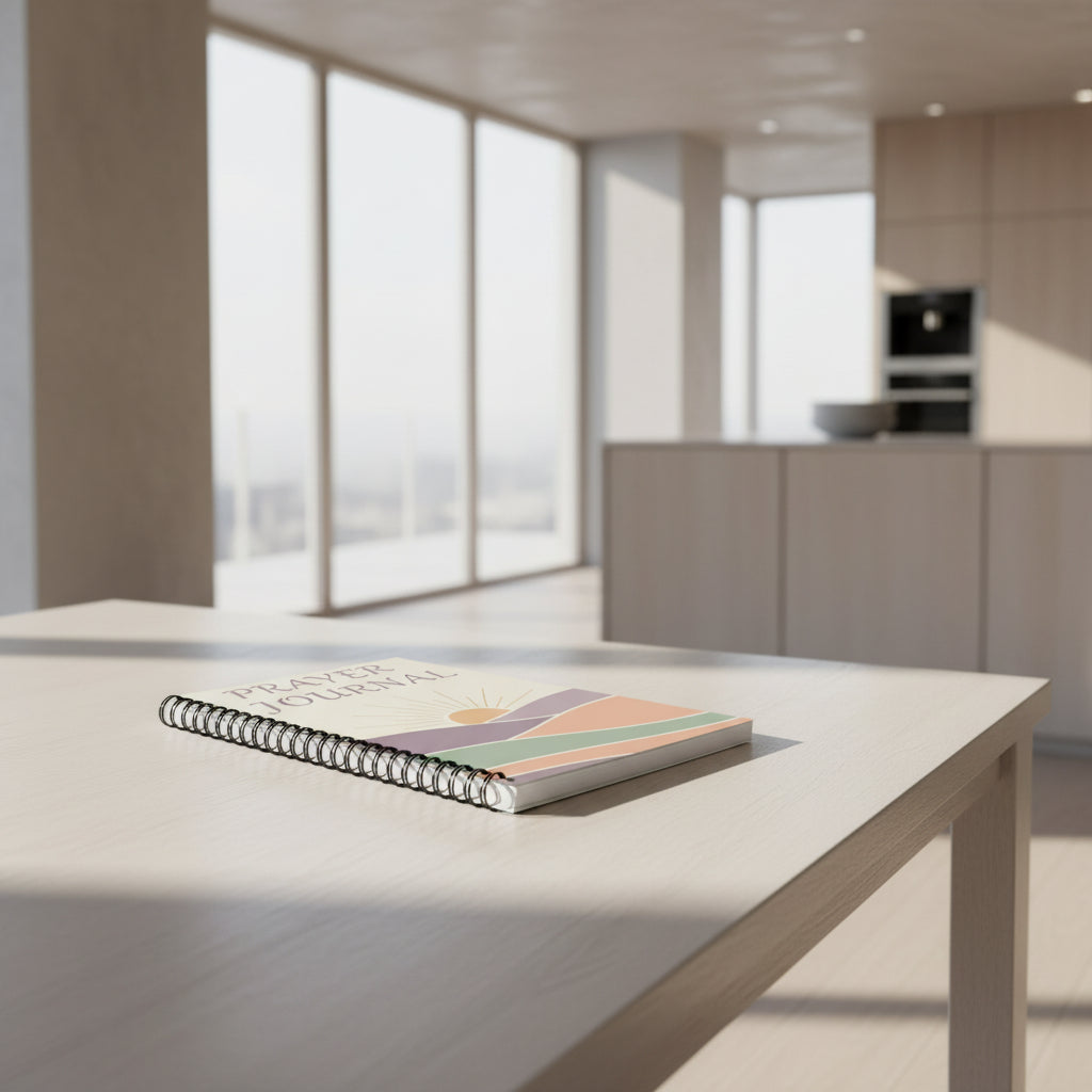 Prayer Journal Spiral Notebook — Sunrise Landscape Ruled Notebook for Reflection