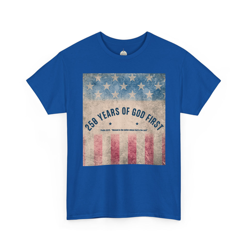 God First 250 Years Vintage American Flag  and Patriotic T-Shirt