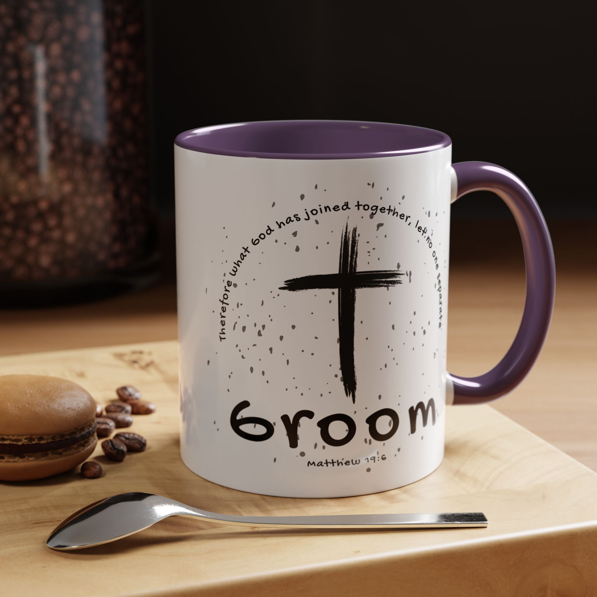 Groom Faith Coffee Mug – Cross & Matthew 19:6 Wedding Gift