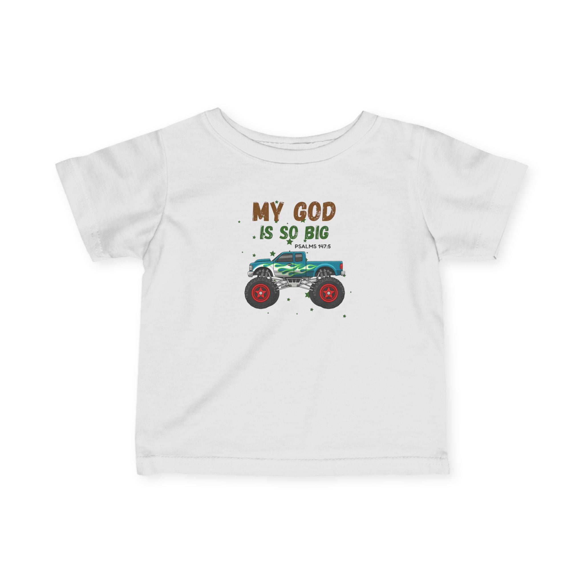 Infant Tee — "My God Is So Big" Monster Truck Baby Shirt