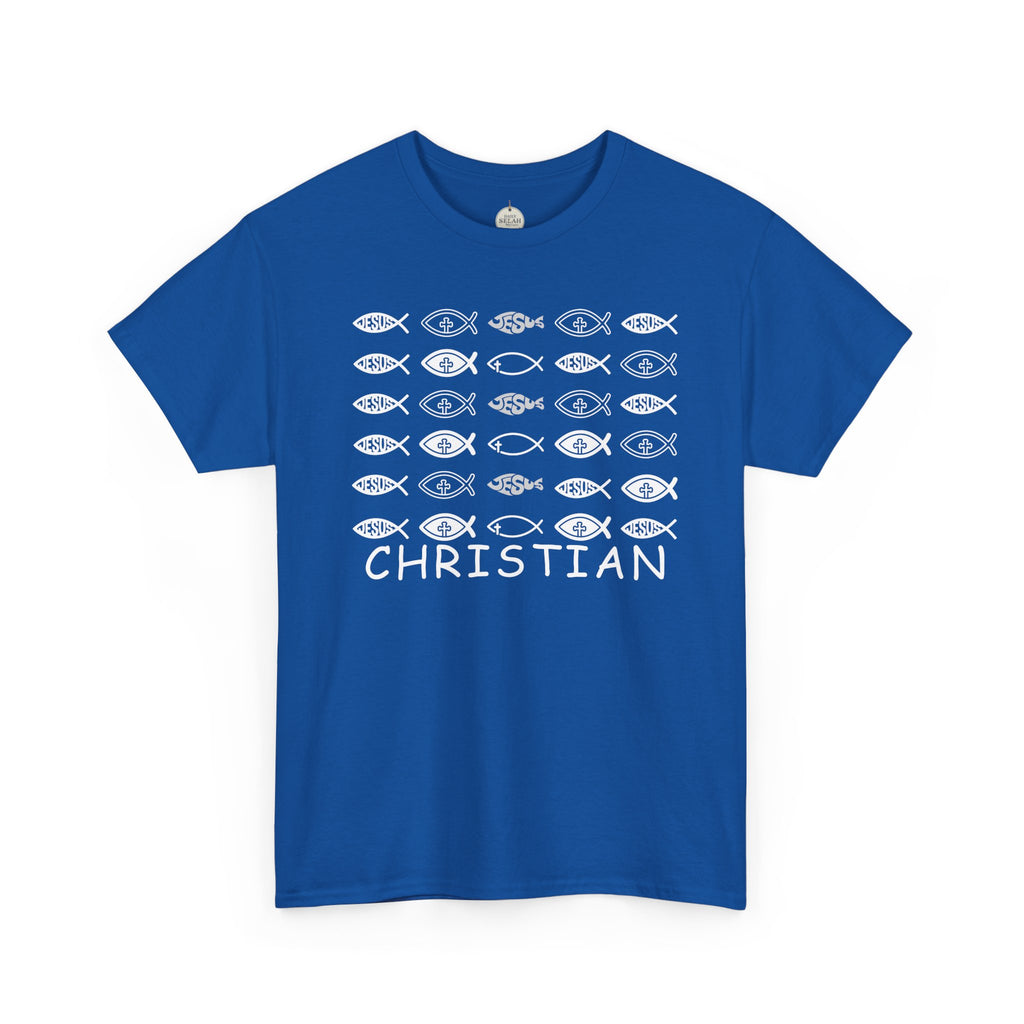 Christian Fish Pattern T‑Shirt — Ichthys Faith Tee - JESUS FISH