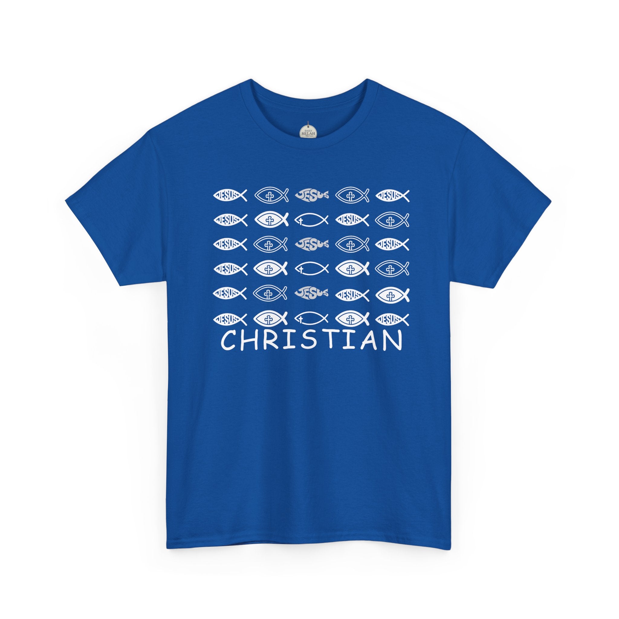 Christian Fish Pattern T‑Shirt — Ichthys Faith Tee - JESUS FISH
