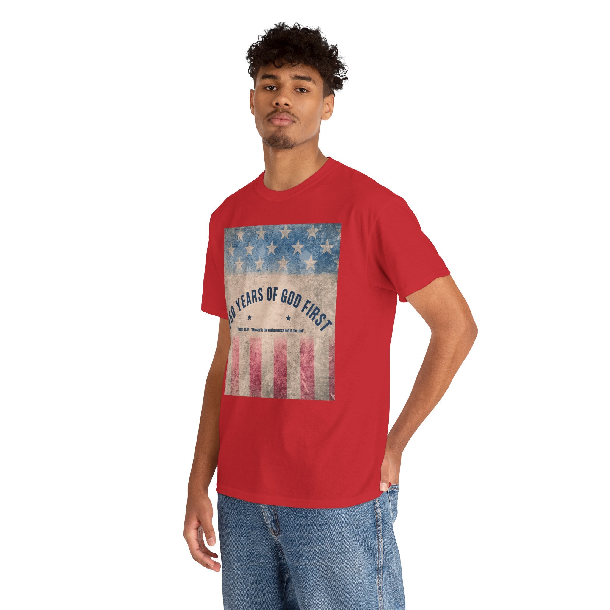God First 250 Years Vintage American Flag  and Patriotic T-Shirt