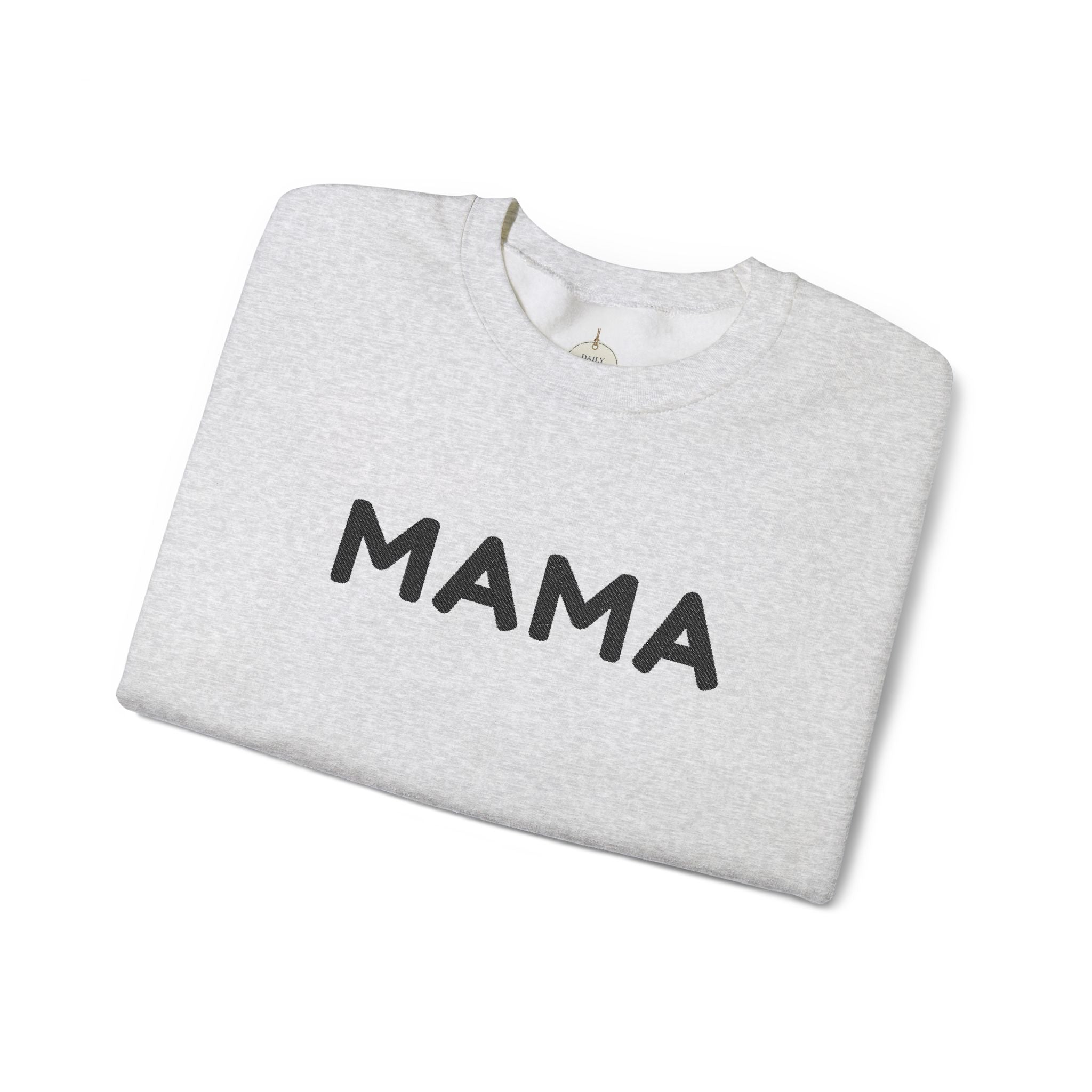 Embroidered - Personalized - Mama Crewneck Sweatshirt — Cozy Mother's Day Pullover with Heart Sleeve Detail