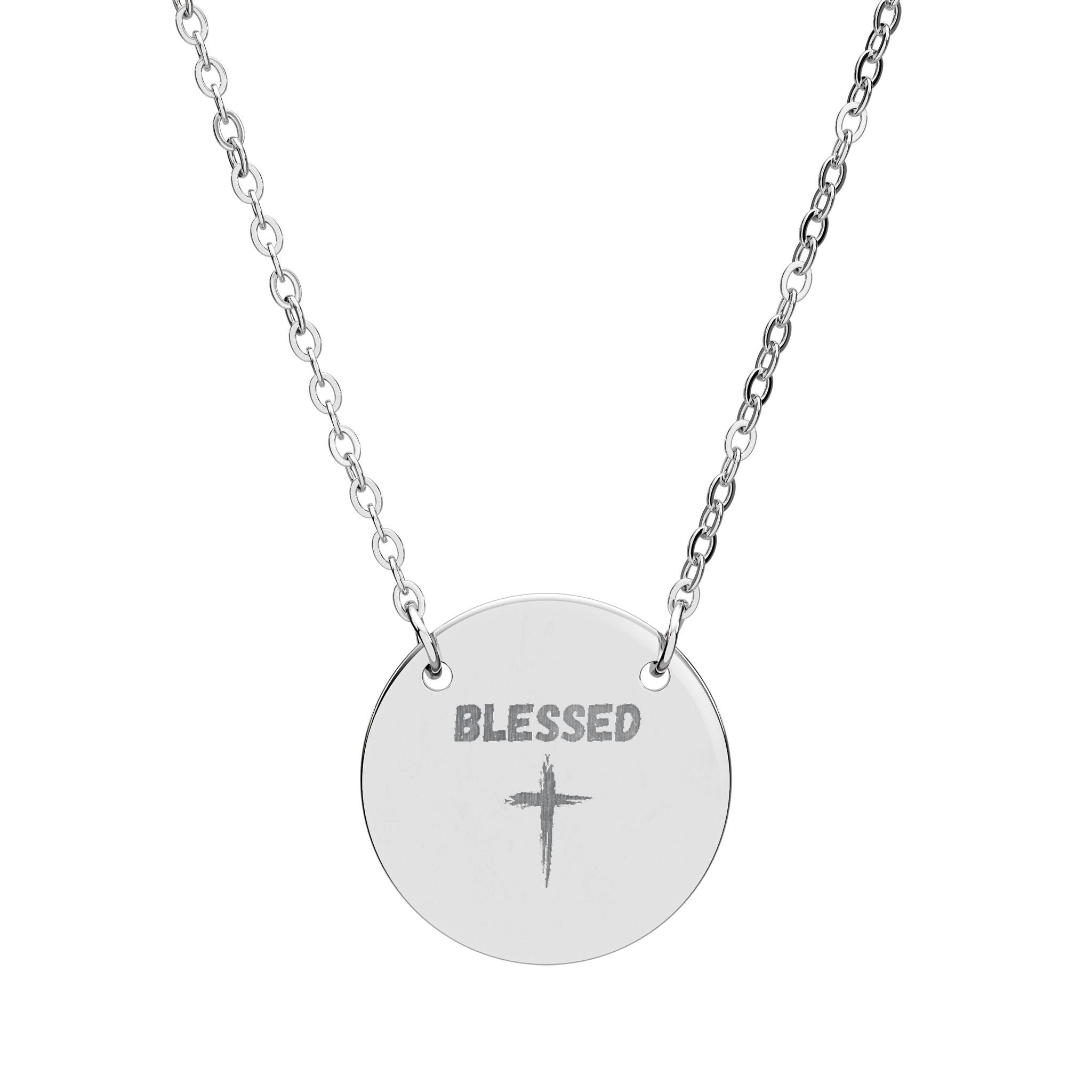Blessed Circle Necklace — Engraved Cross Pendant